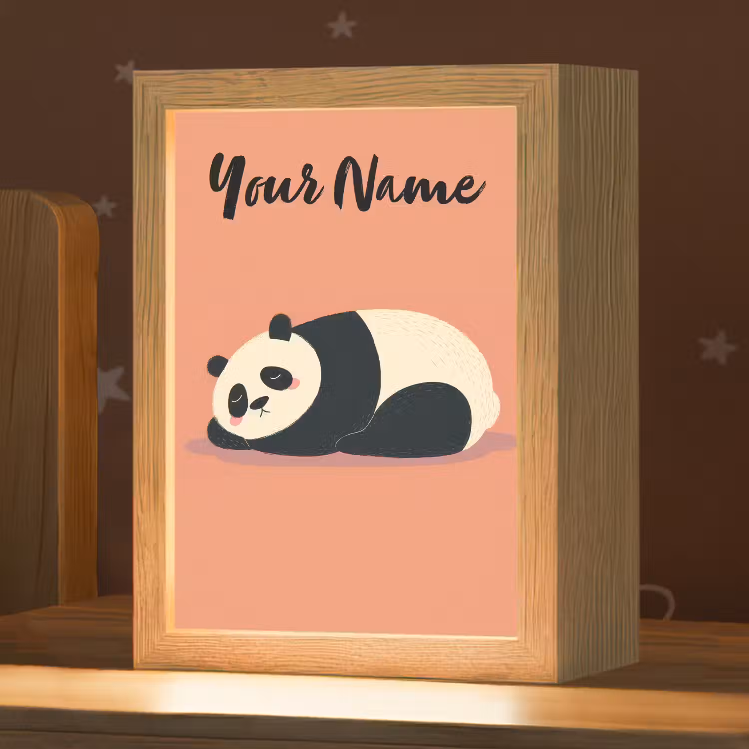 Panda - Slaap - Oranje Light Box met kabel (Kinderlampje) klein -zzz_3d_website