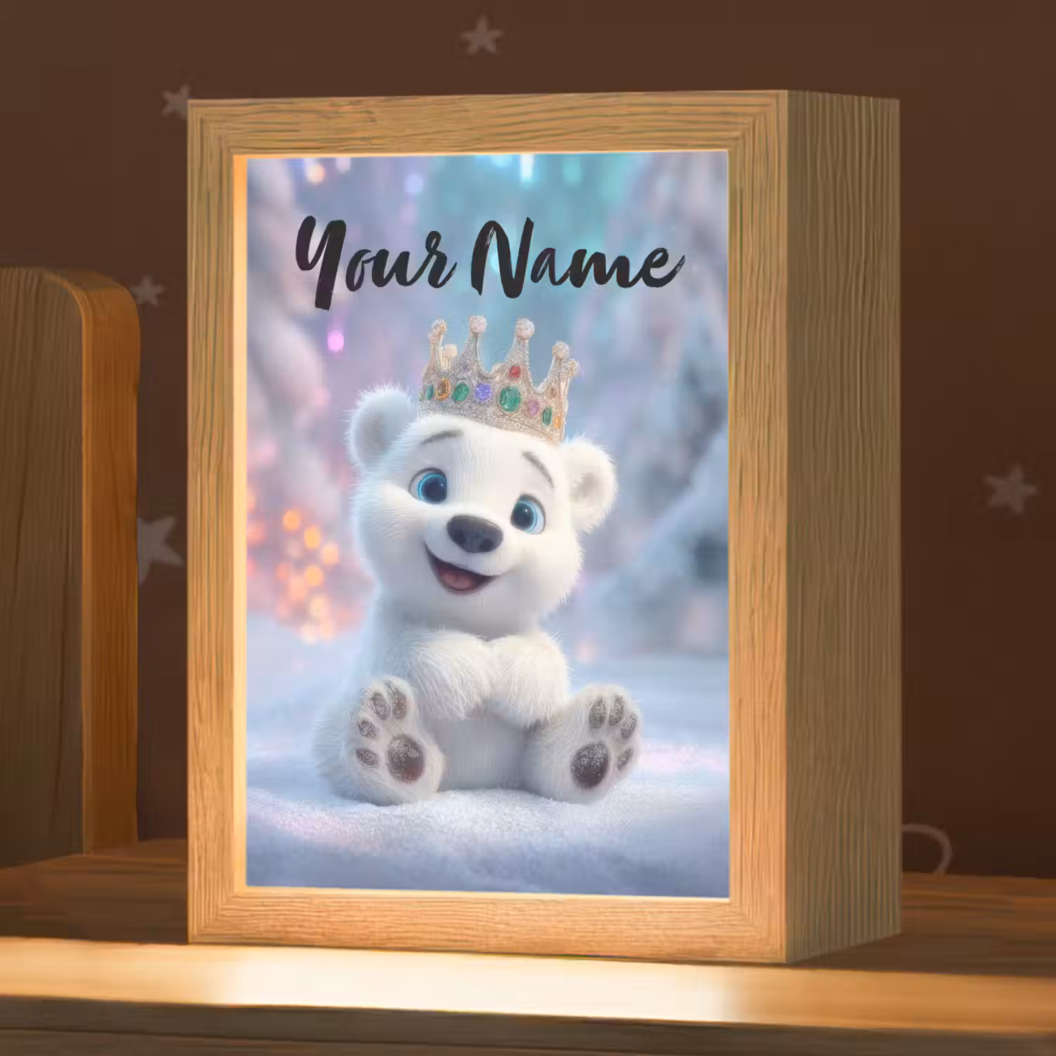 Ijsbeer - Kroon - Winter Light Box met kabel (Kinderlampje) klein -zzz_3d_website