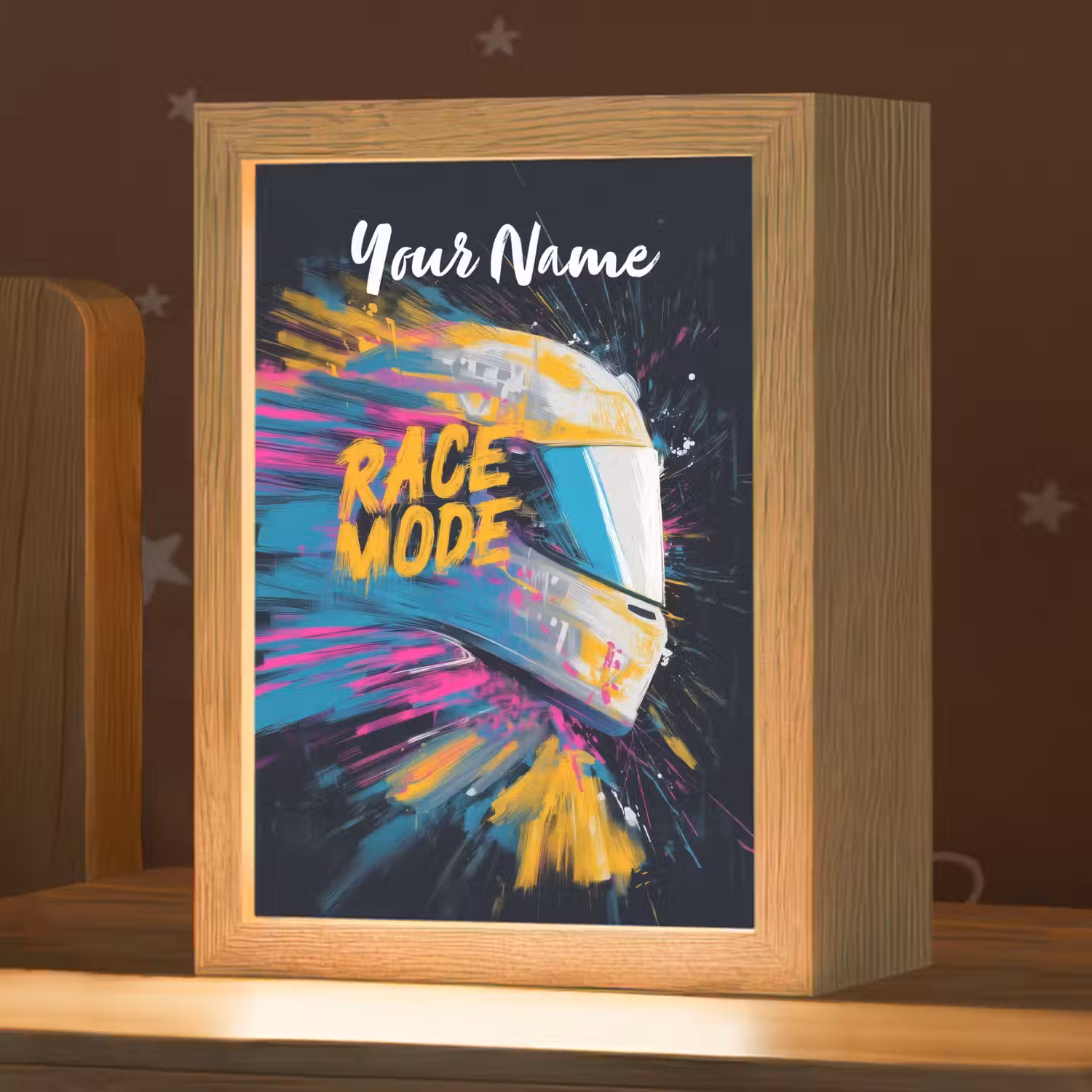 Racehelm - Abstract - Verf - Kleurrijk Light Box met kabel (Kinderlampje) klein -zzz_3d_website
