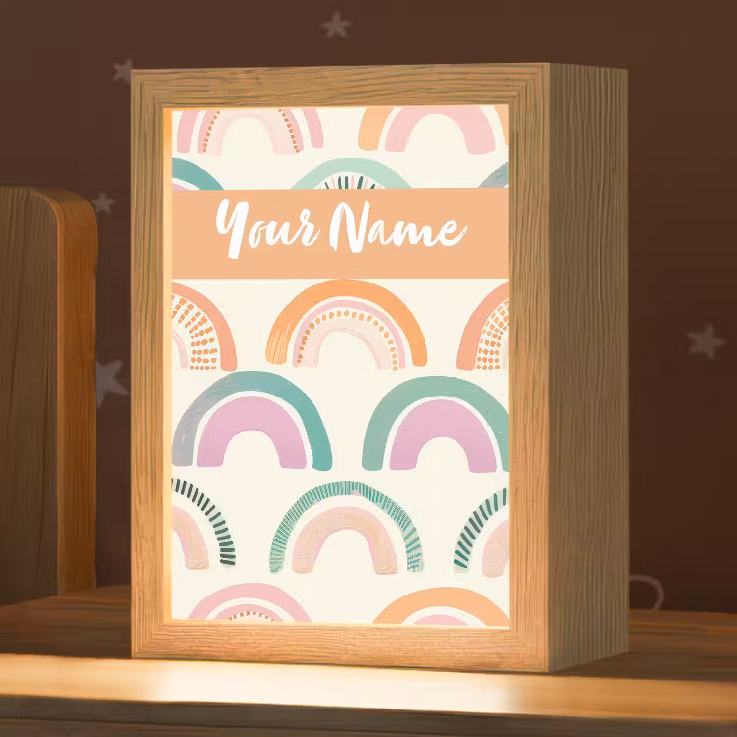 Regenboog - Pastel - Patroon Light Box met kabel (Kinderlampje) klein -zzz_3d_website