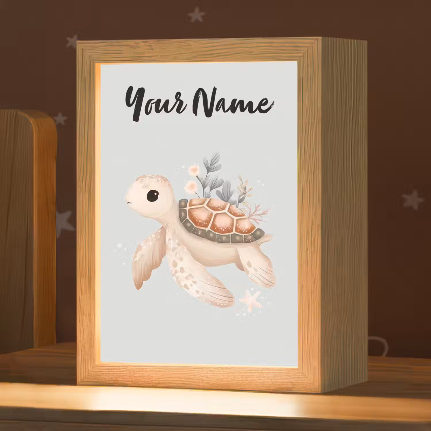 Zeeschildpad - Onderwaterwereld - Pastel Light Box met kabel (Kinderlampje) klein -zzz_3d_website