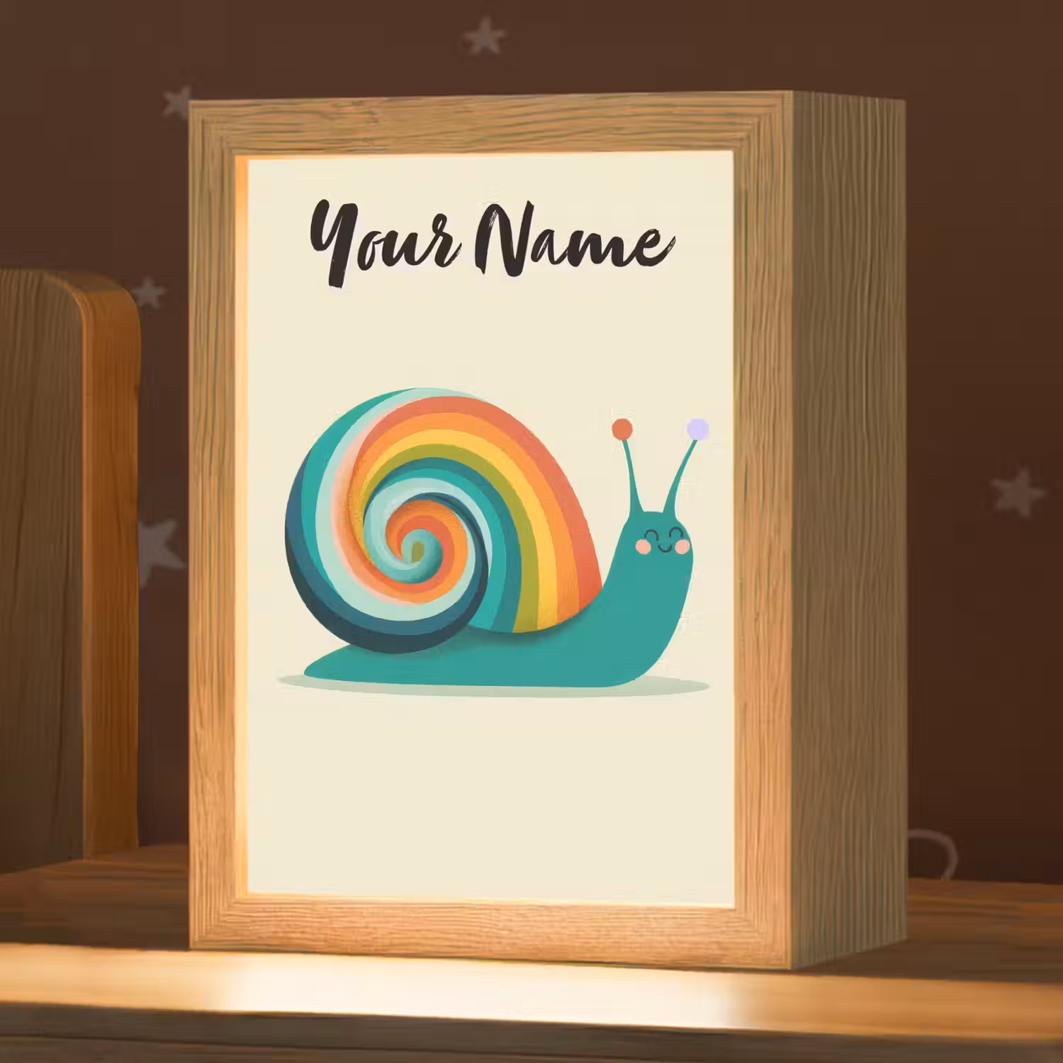 Slak - Regenboogschild - Groen Light Box met kabel (Kinderlampje) klein -zzz_3d_website