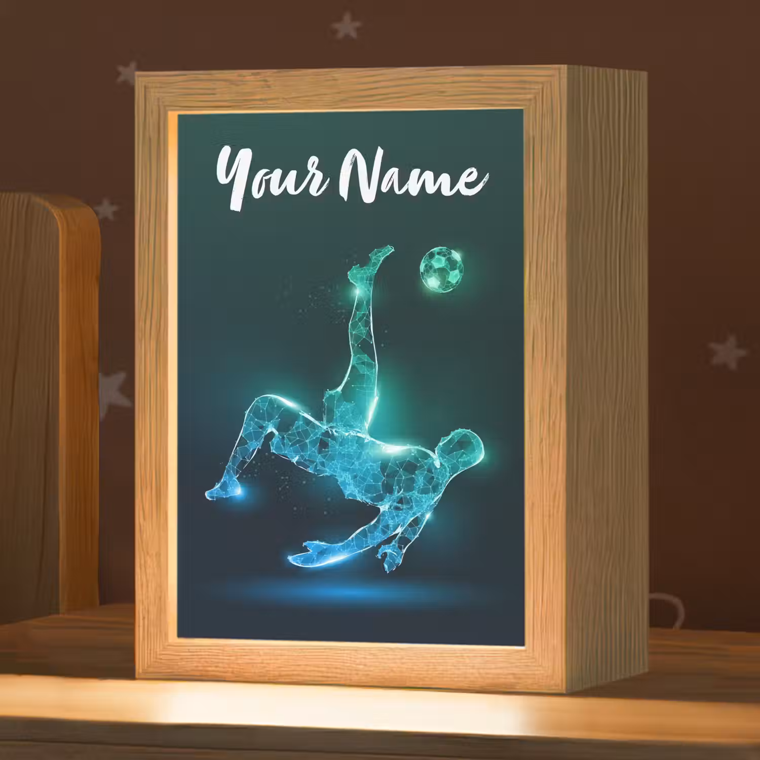 Voetbal - Voetballer - Jongen - Zwart Light Box met kabel (Kinderlampje) klein -zzz_3d_website