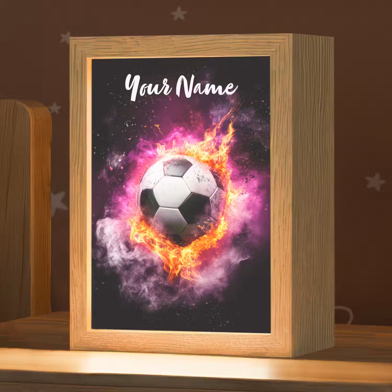 Voetbal - Roze - Vuur Light Box met kabel (Kinderlampje) klein -zzz_3d_website