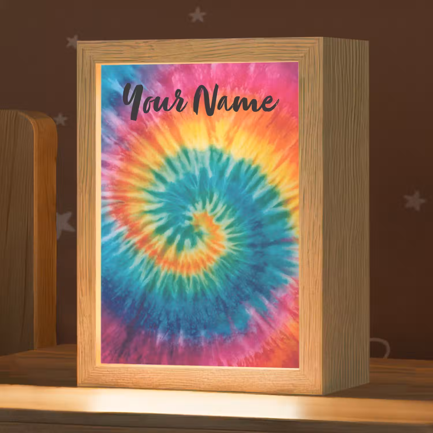 Tie Dye - Regenboogtinten - Klassiek Light Box met kabel (Kinderlampje) klein -zzz_3d_website