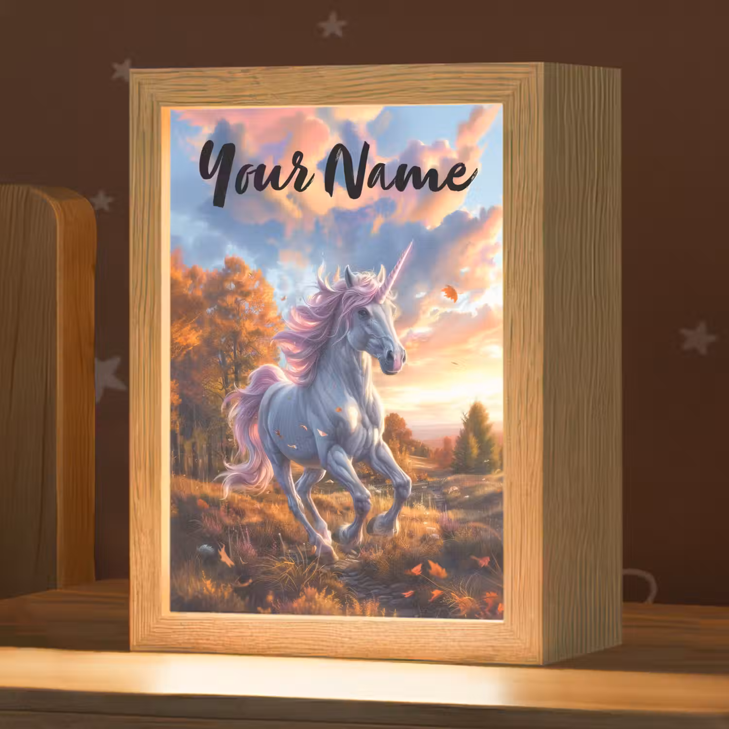 Eenhoorn - Sprookjes dier - Natuur - Meisjes Light Box met kabel (Kinderlampje) klein -zzz_3d_website