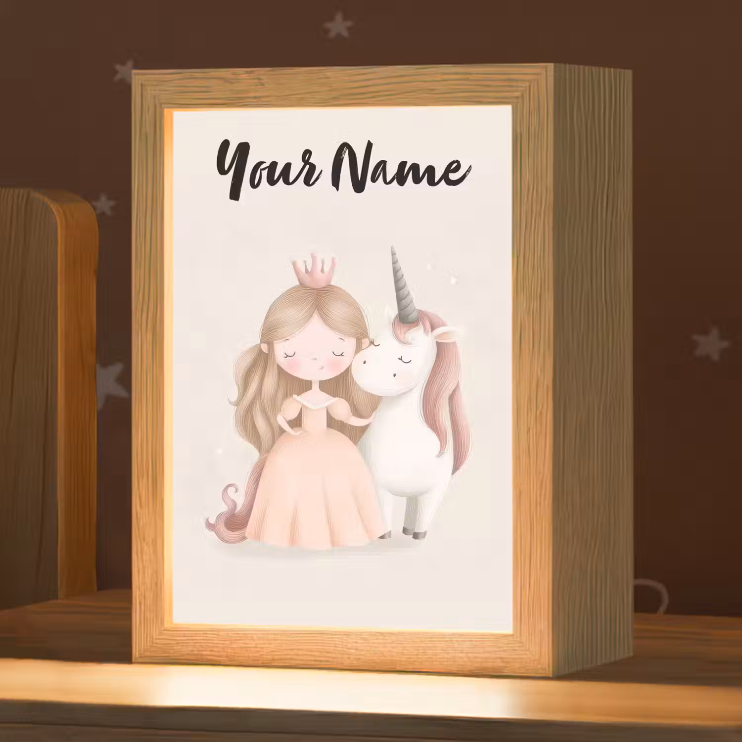 Eenhoorn - Prinses - Kroon - Jurk Light Box met kabel (Kinderlampje) klein -zzz_3d_website