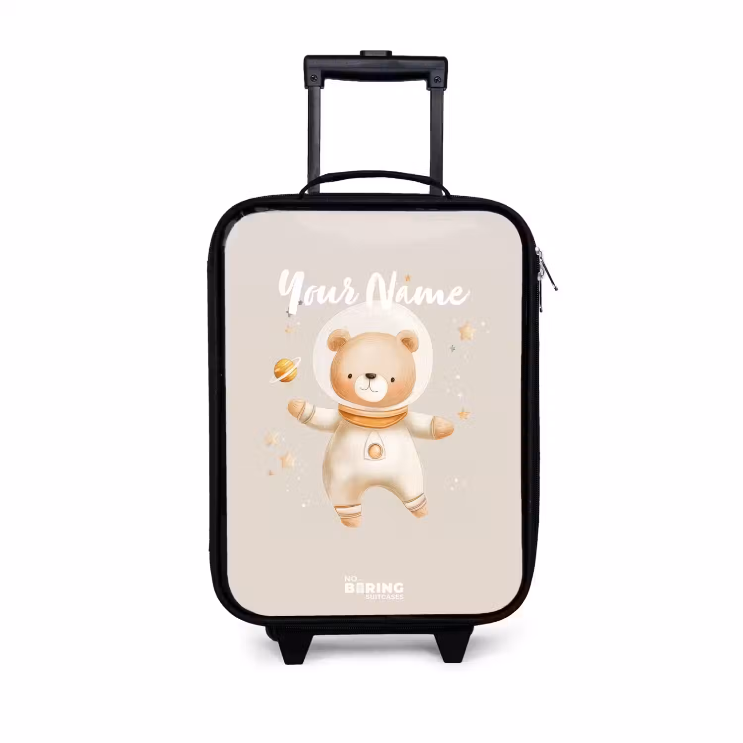 Beige ruimtebeer zweeft tussen sterren Kinderkoffer - Zwart klein -3d