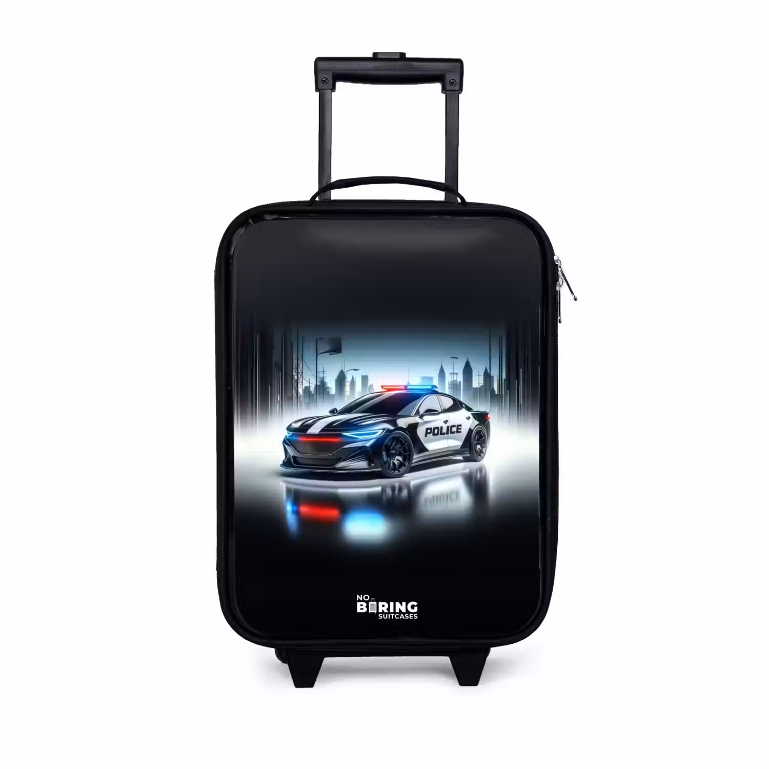 Politie powercar Kinderkoffer - Zwart klein -3d