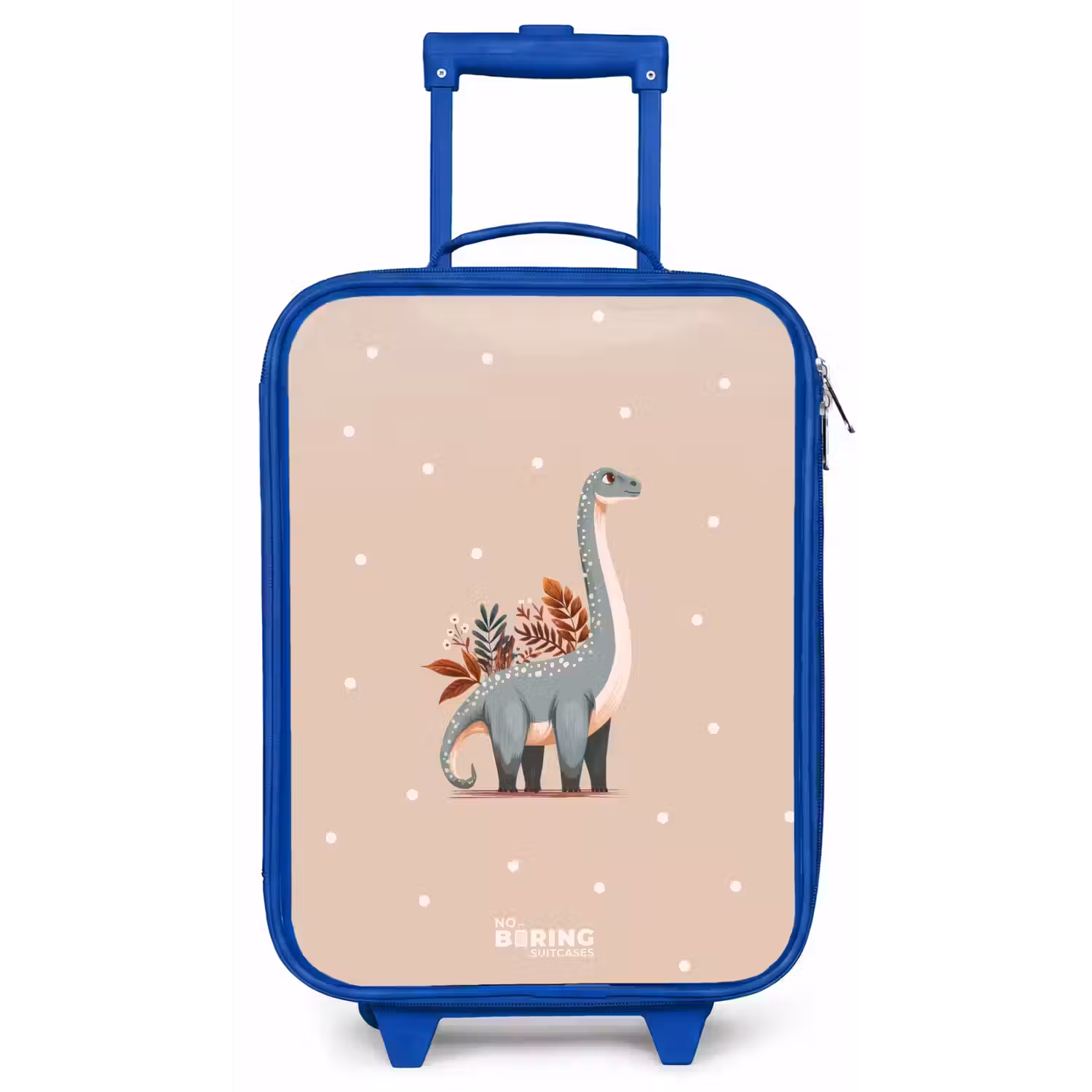 Blauwe dinosaurus op een beige stippenachtergrond Kinderkoffer - Blauw klein -zz3dotto