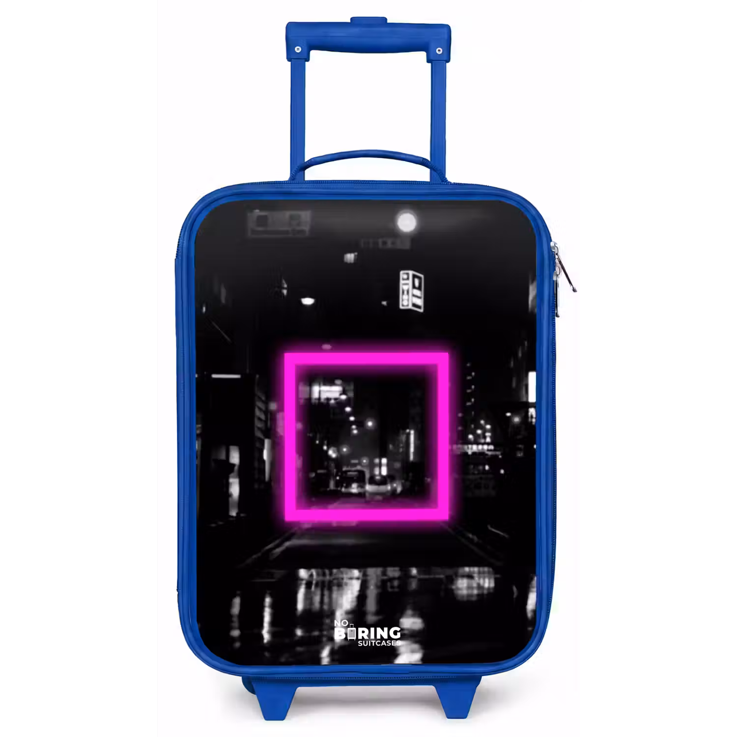 Felroze vierkant met verlichte achtergrond Kinderkoffer - Blauw klein -zz3dotto