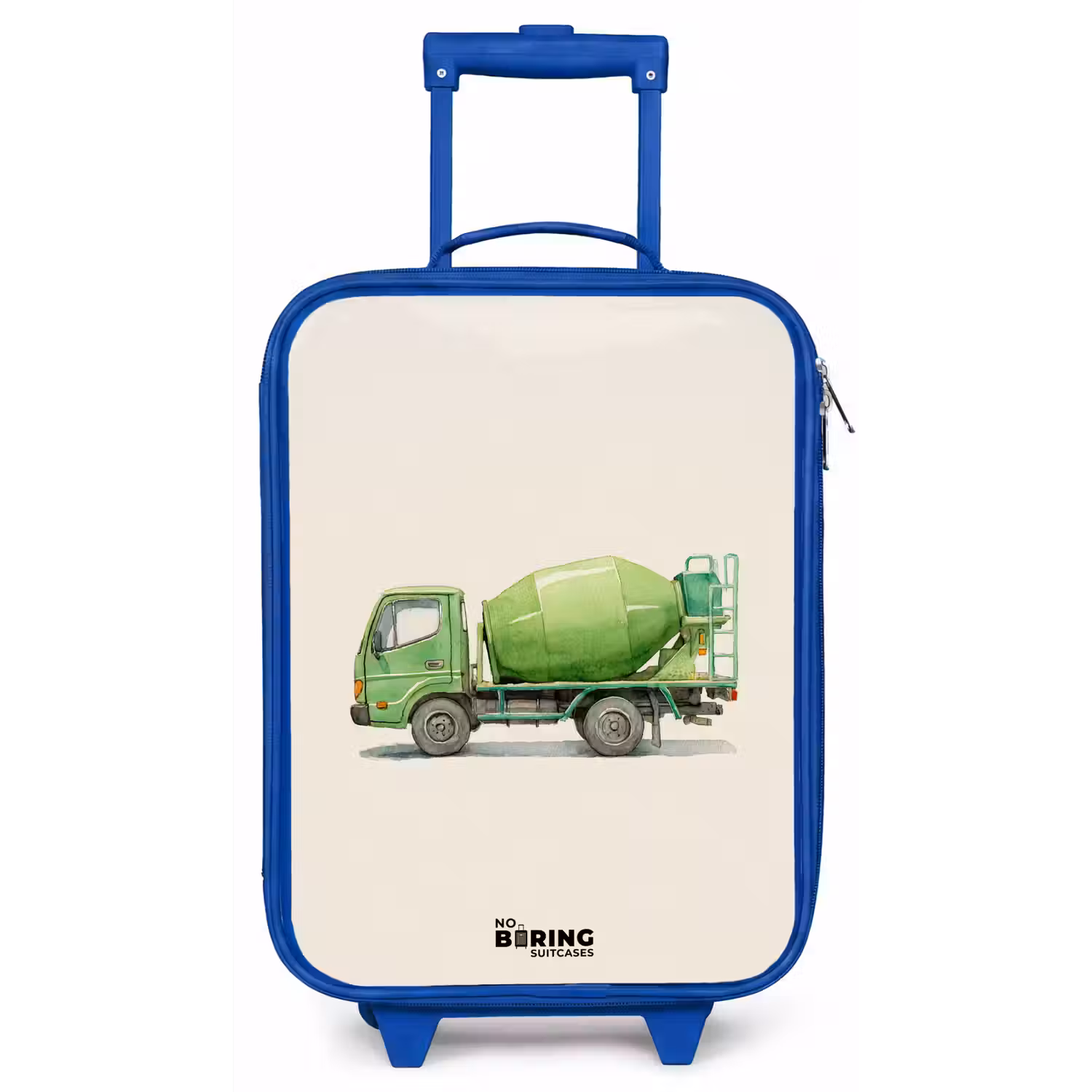 Betonmixer - Getekend - Groen Kinderkoffer - Blauw klein -zz3dotto