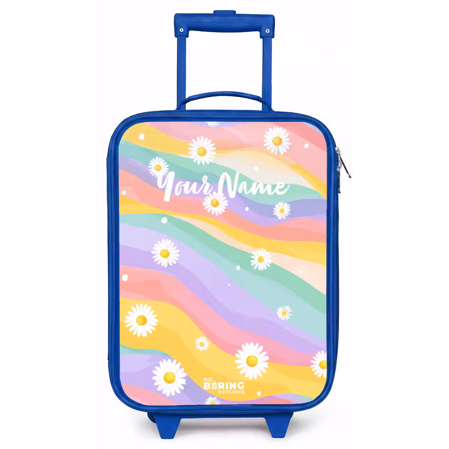 Madeliefjes op regenboogachtergrond Kinderkoffer - Blauw klein -zz3dotto