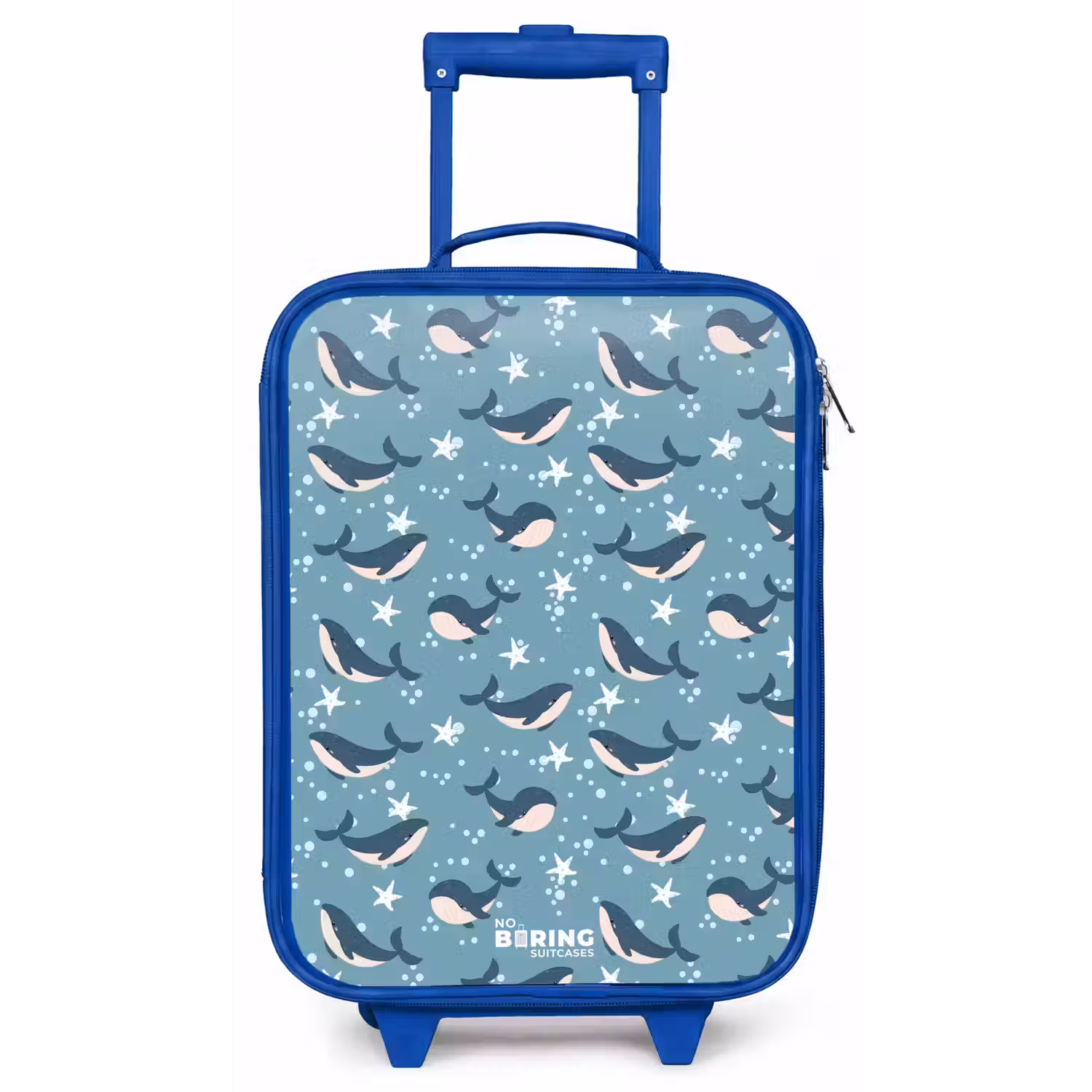 Donkerblauw walvissenpatroon met zeesterren Kinderkoffer - Blauw klein -zz3dotto