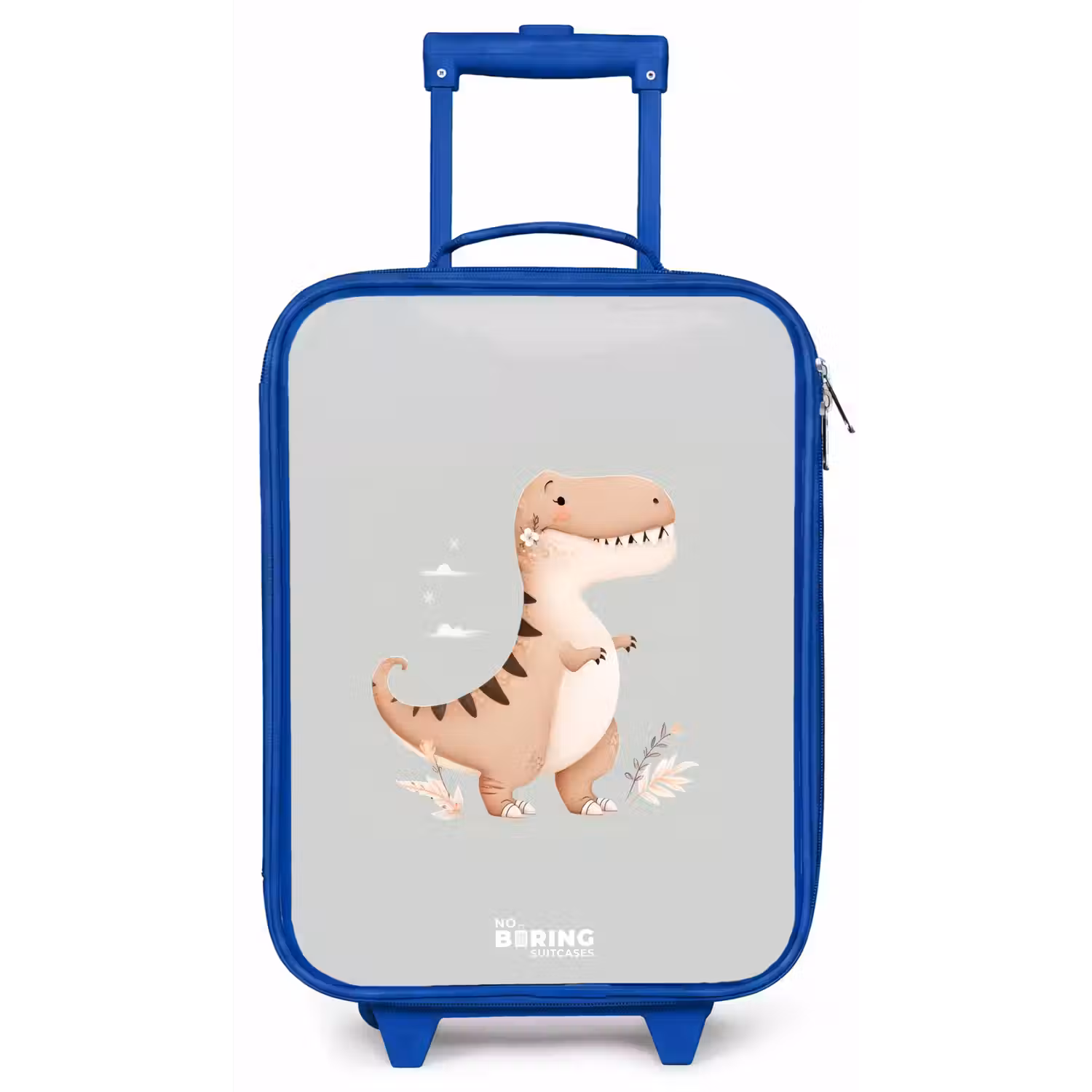 Dino in beige en grijze kleuren Kinderkoffer - Blauw klein -zz3dotto