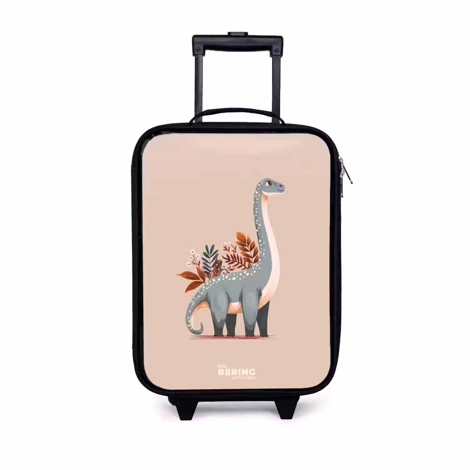Blauwe dinosaurus op een beige achtergrond Kinderkoffer - Zwart klein -3d