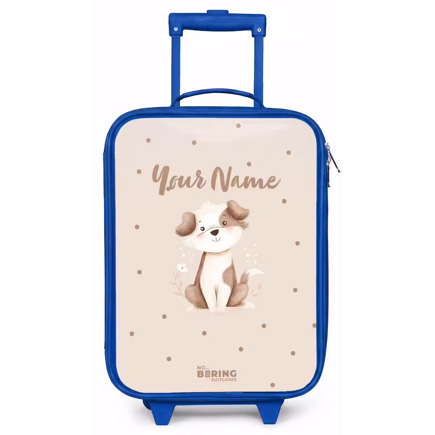 Honden pup omringd door bruine stippen Kinderkoffer - Blauw klein -zz3dotto