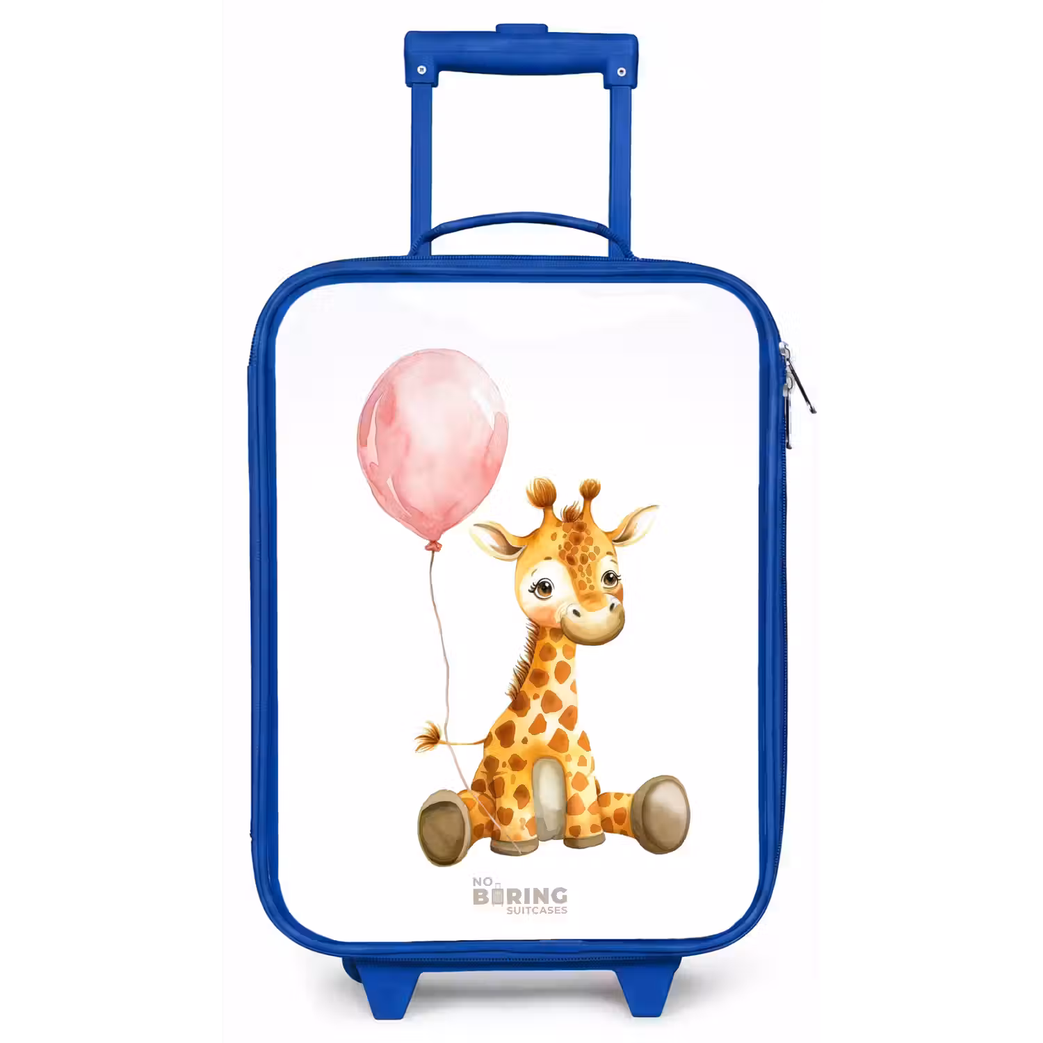 Giraffe met roze ballon Kinderkoffer - Blauw klein -zz3dotto