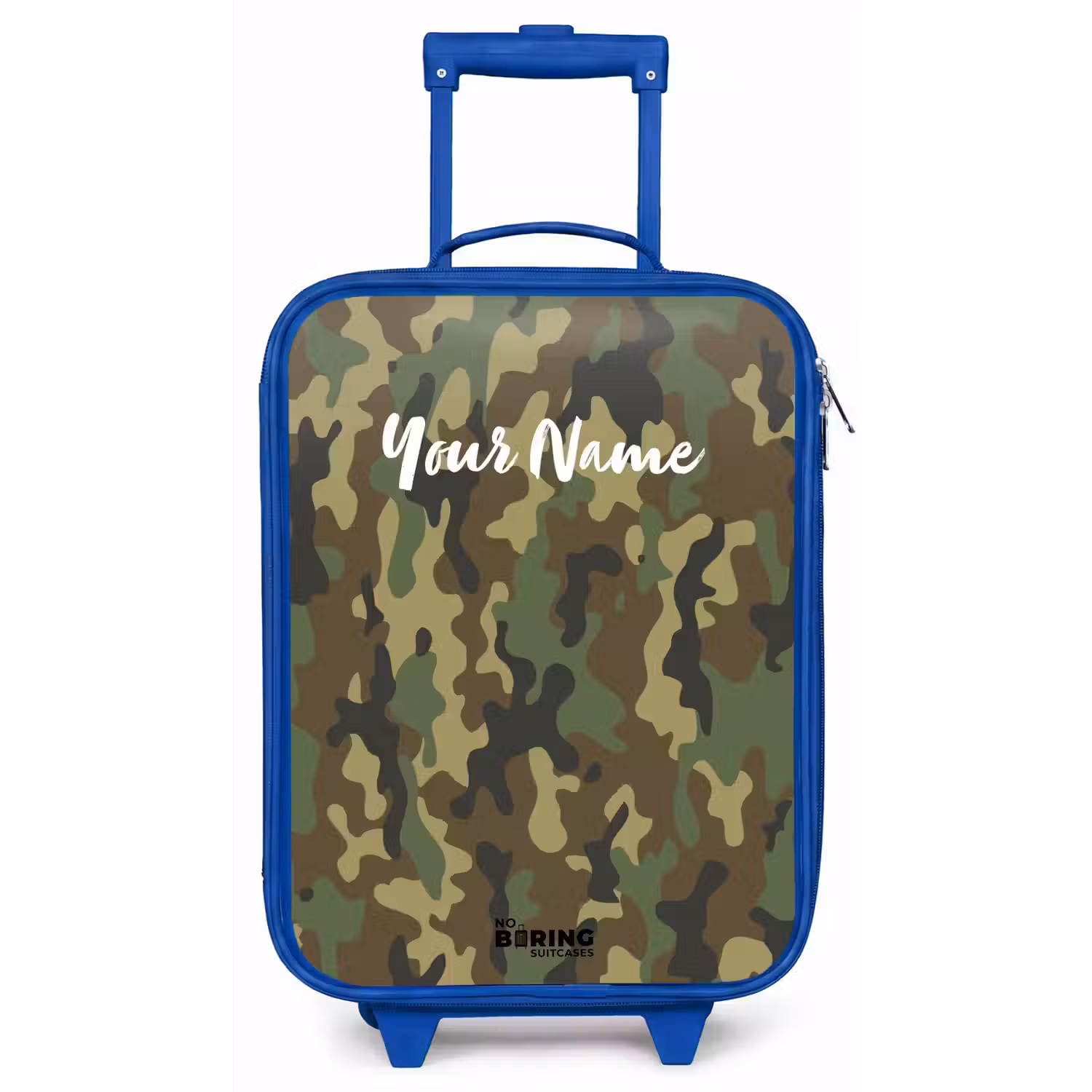 Groene camouflage met zandkleur Kinderkoffer - Blauw klein -zz3dotto