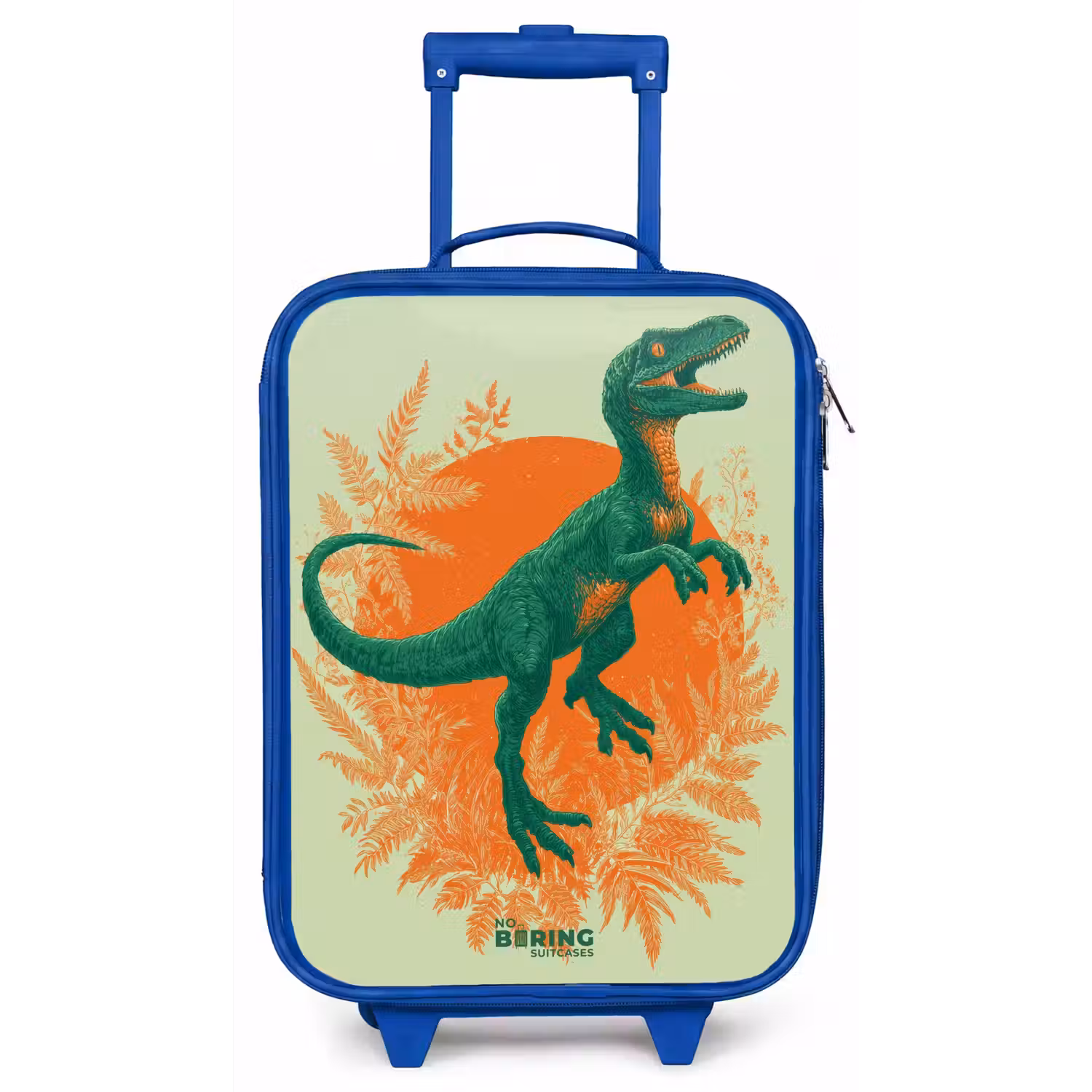 Groene dino tussen varens Kinderkoffer - Blauw klein -zz3dotto