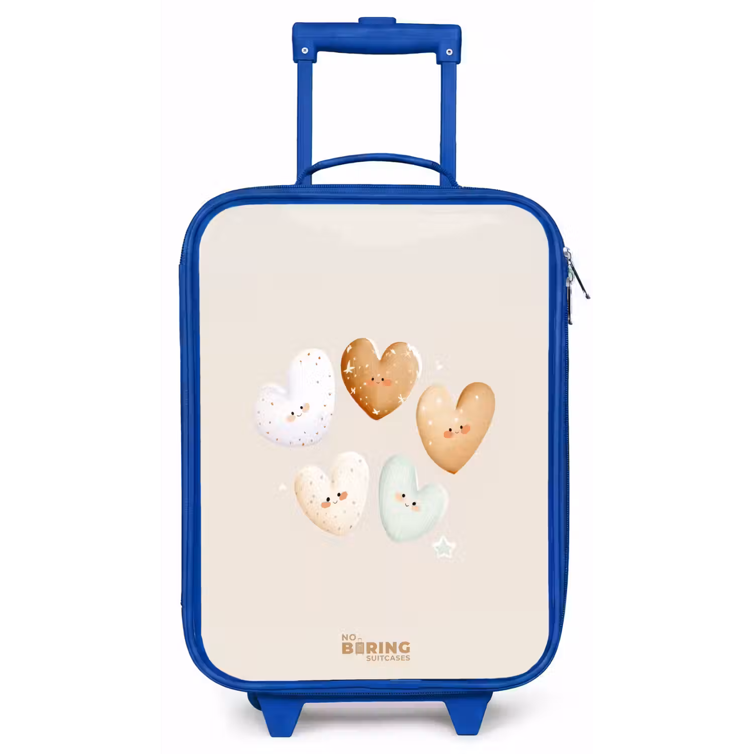 Hartjes in zachte beige tinten Kinderkoffer - Blauw klein -zz3dotto