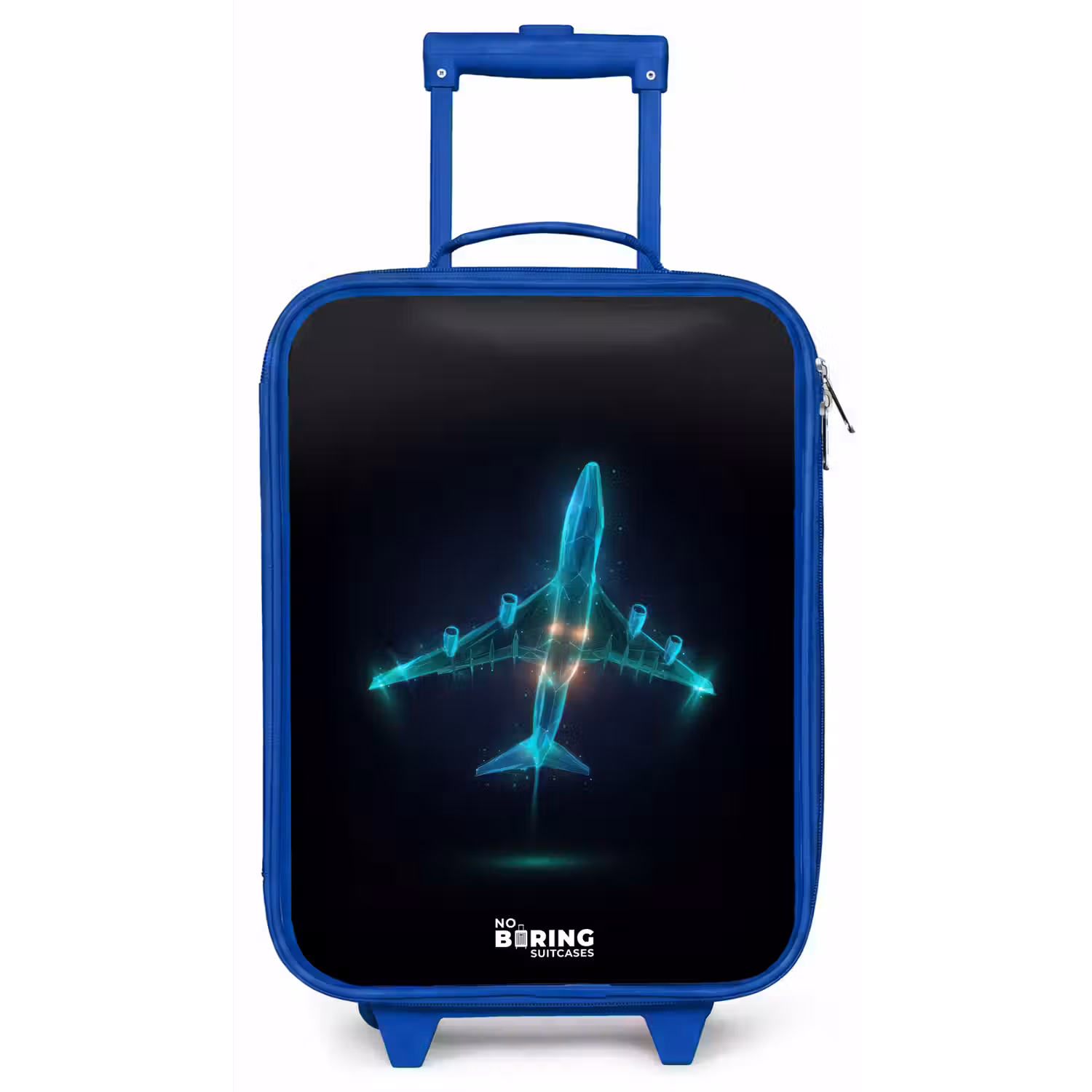 Lichtgevend vliegtuig Kinderkoffer - Blauw klein -zz3dotto
