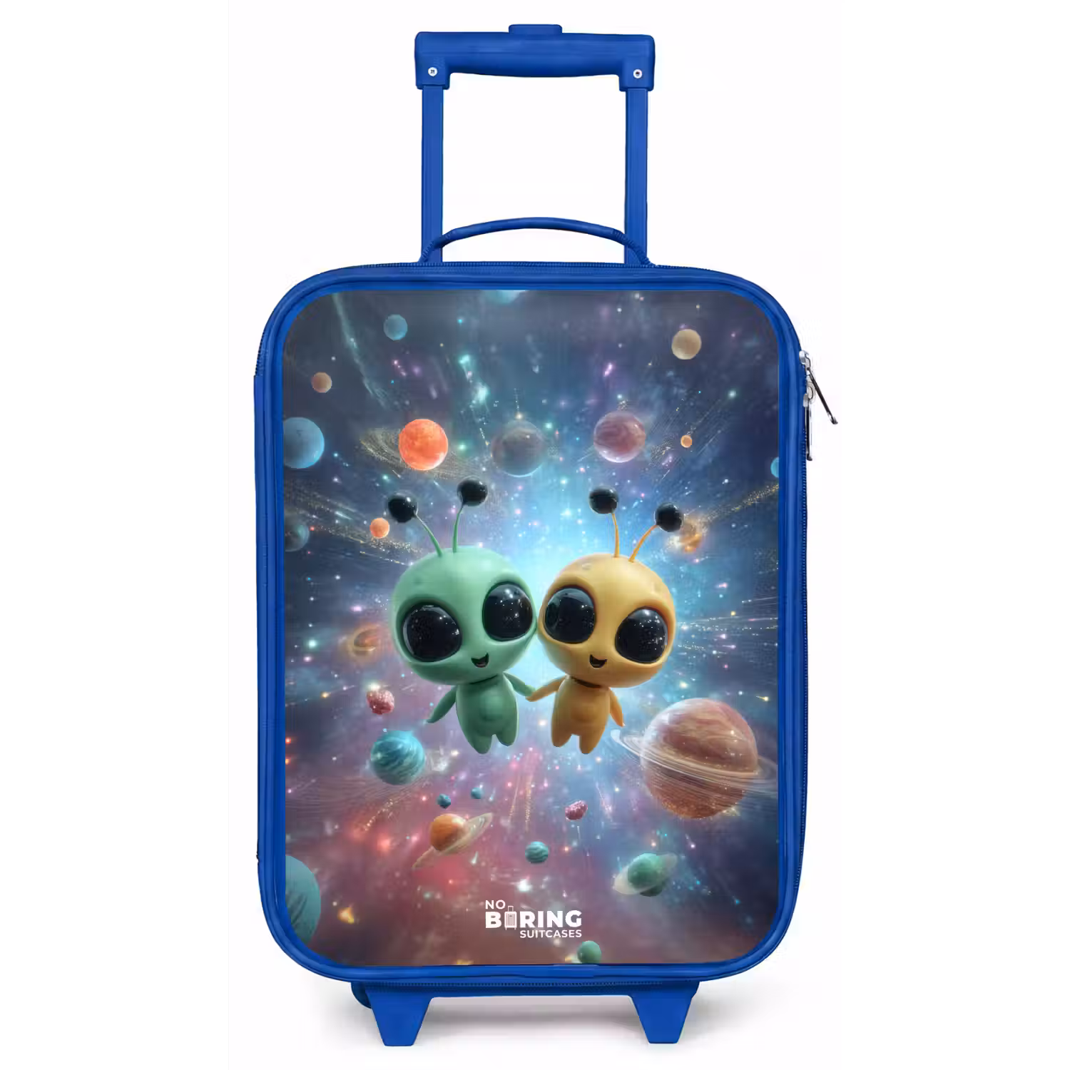 Vrolijke buitenaardse vrienden Kinderkoffer - Blauw klein -zz3dotto