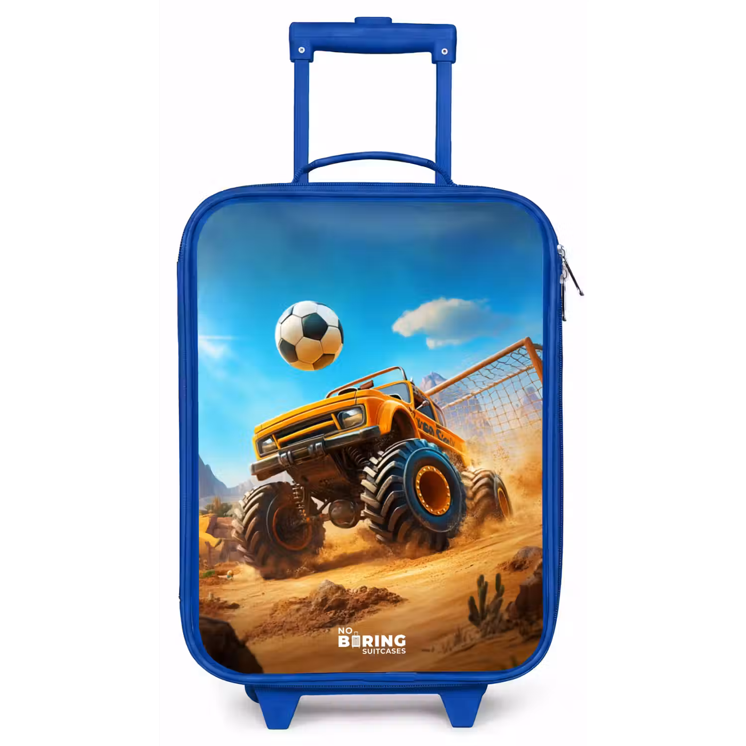 Monstertruck scoort goal in woestijnstadion Kinderkoffer - Blauw klein -zz3dotto