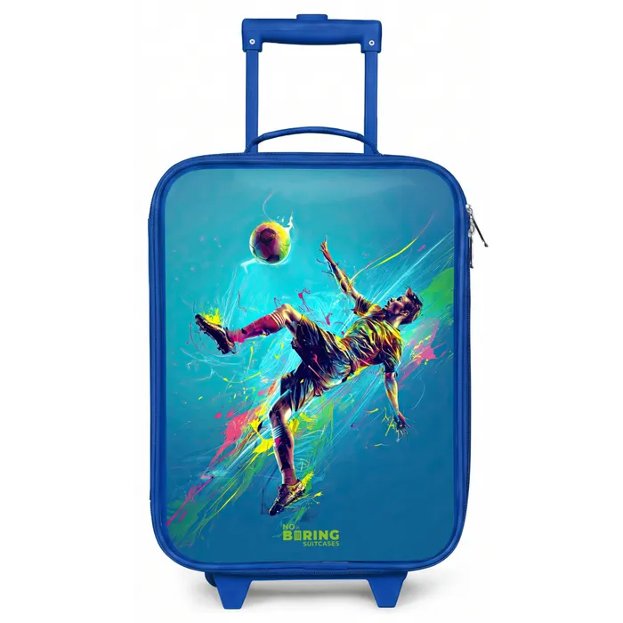 Neon - Voetbal - Schop - Kleurrijk Kinderkoffer - Blauw klein -zz3dotto
