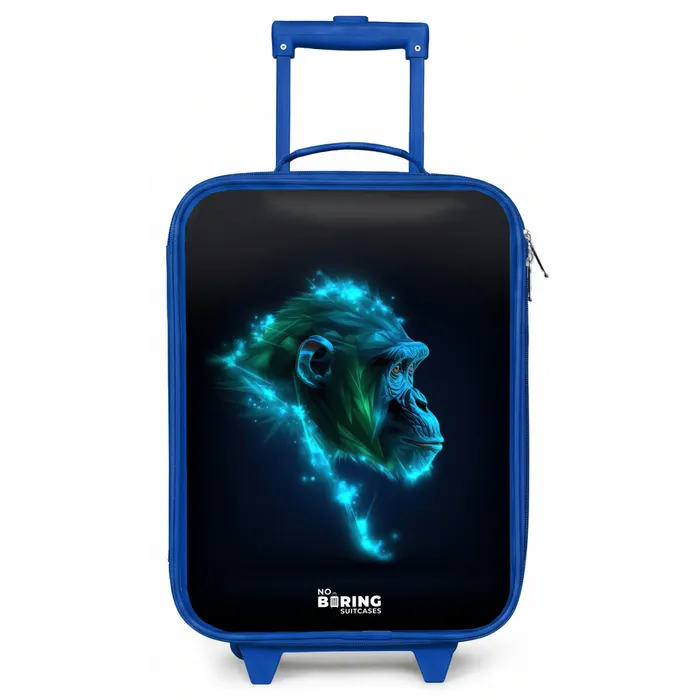 Neon silhouet van een chimpansee Kinderkoffer - Blauw klein -zz3dotto