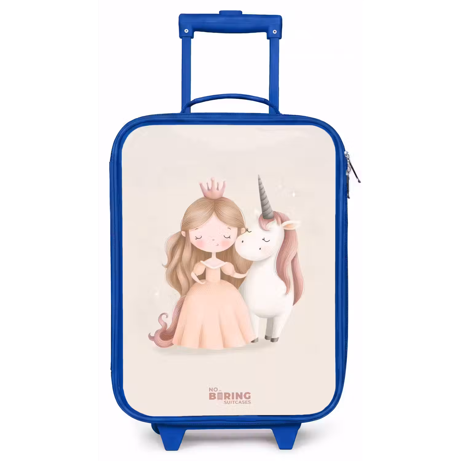 Prinses en een eenhoorn in pastel kleuren Kinderkoffer - Blauw klein -zz3dotto