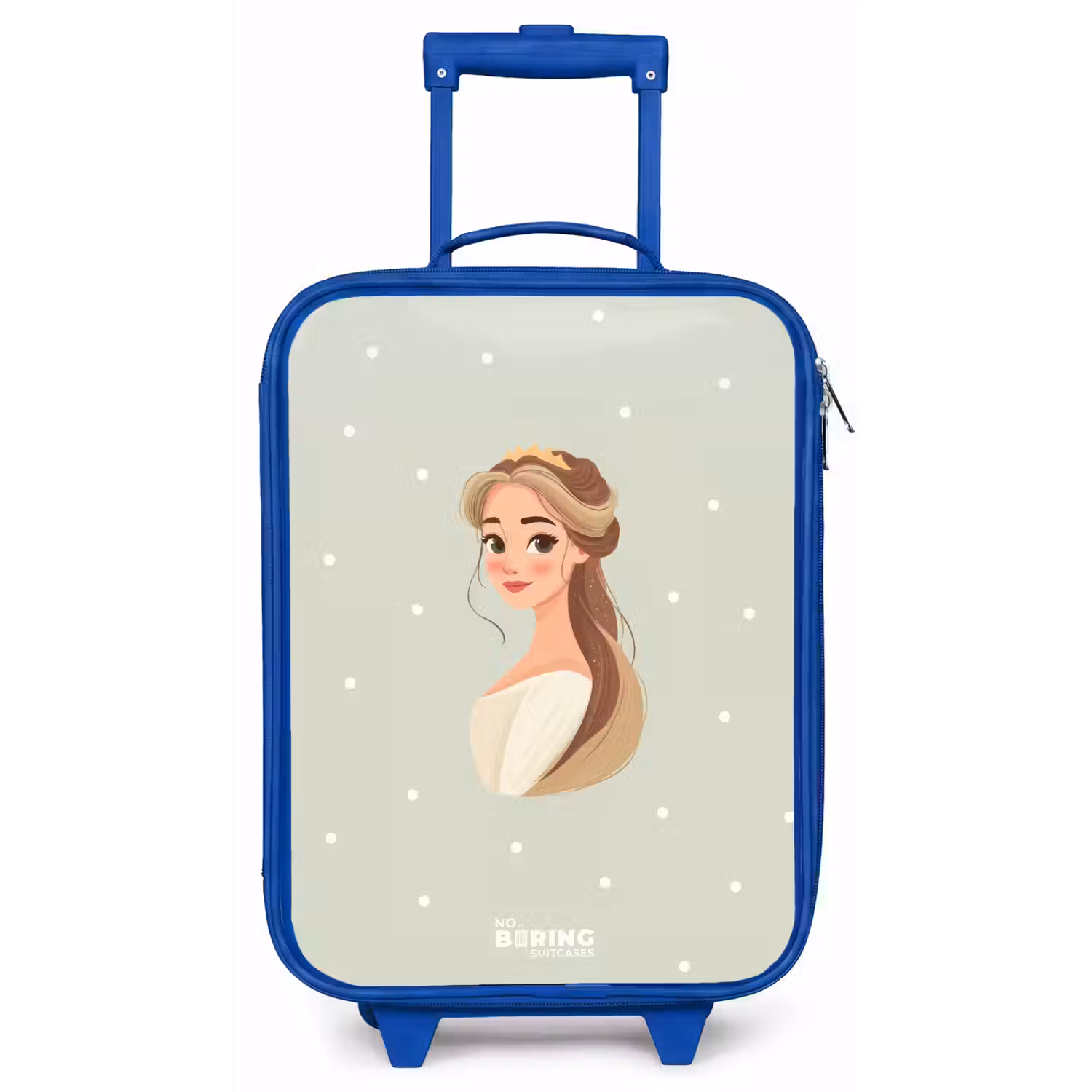 Prinses met tiara op groene stippenachtergrond Kinderkoffer - Blauw klein -zz3dotto