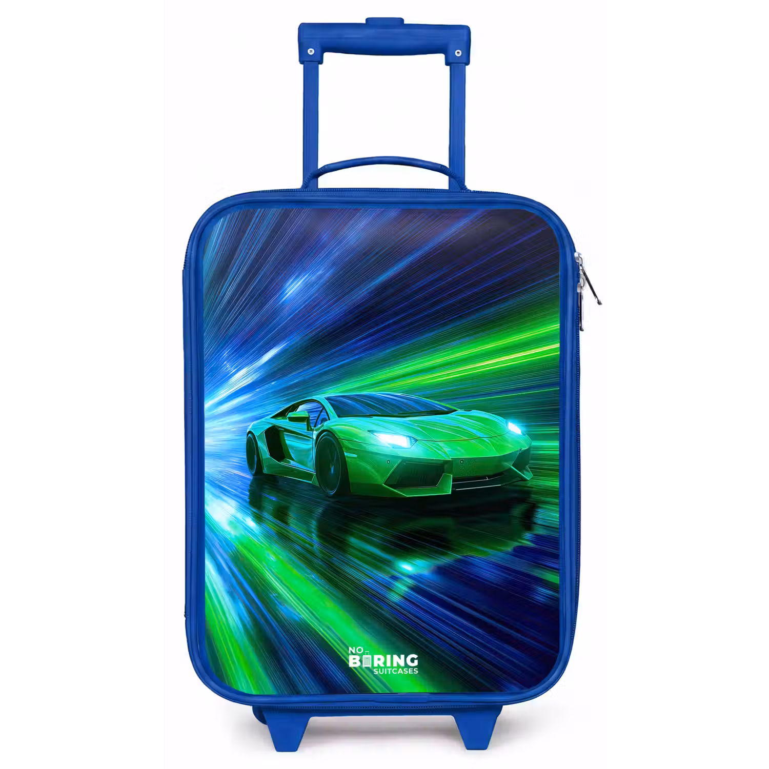 Raceauto - Felgroen - Lichtstralen - Snelheid Kinderkoffer - Blauw klein -zz3dotto
