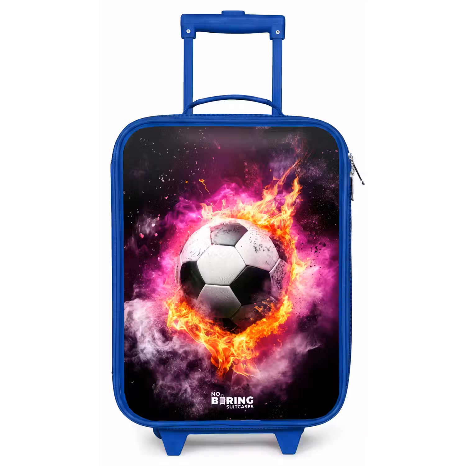Voetbal in roze vuur explosie Kinderkoffer - Blauw klein -zz3dotto