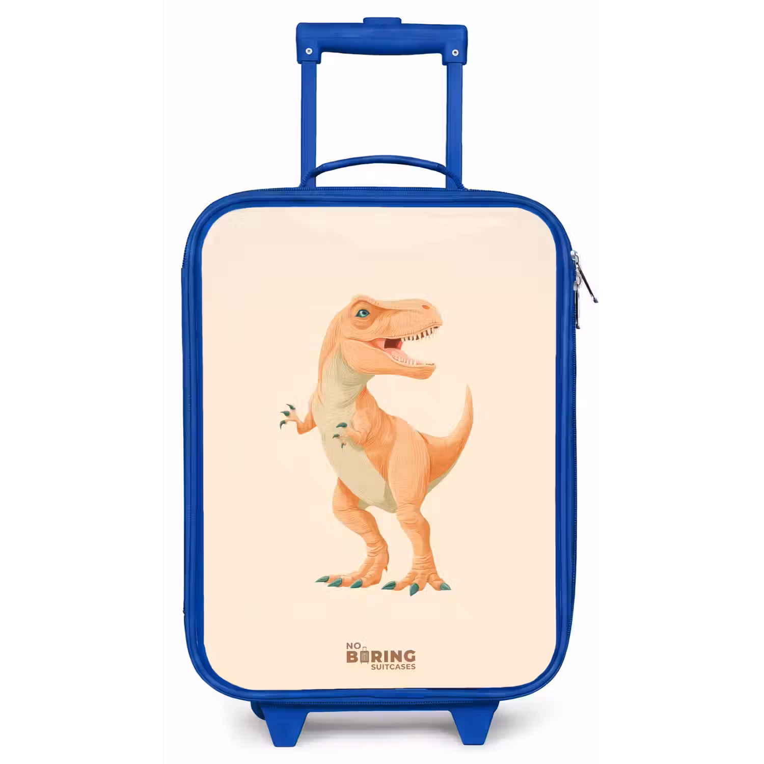 T-rex dino in oranje kleuren Kinderkoffer - Blauw klein -zz3dotto