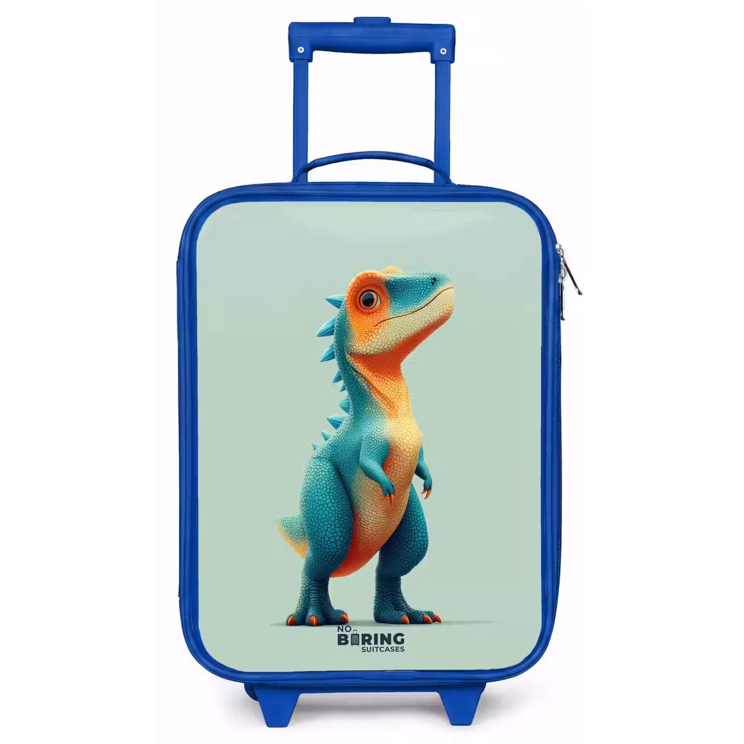 Stoere dino met grote ogen Kinderkoffer - Blauw klein -zz3dotto