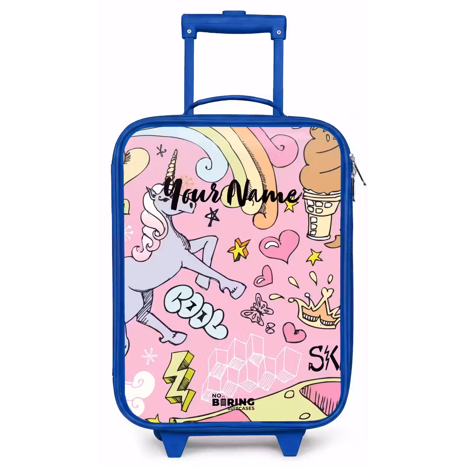 Unicorn doodles Kinderkoffer - Blauw klein -zz3dotto
