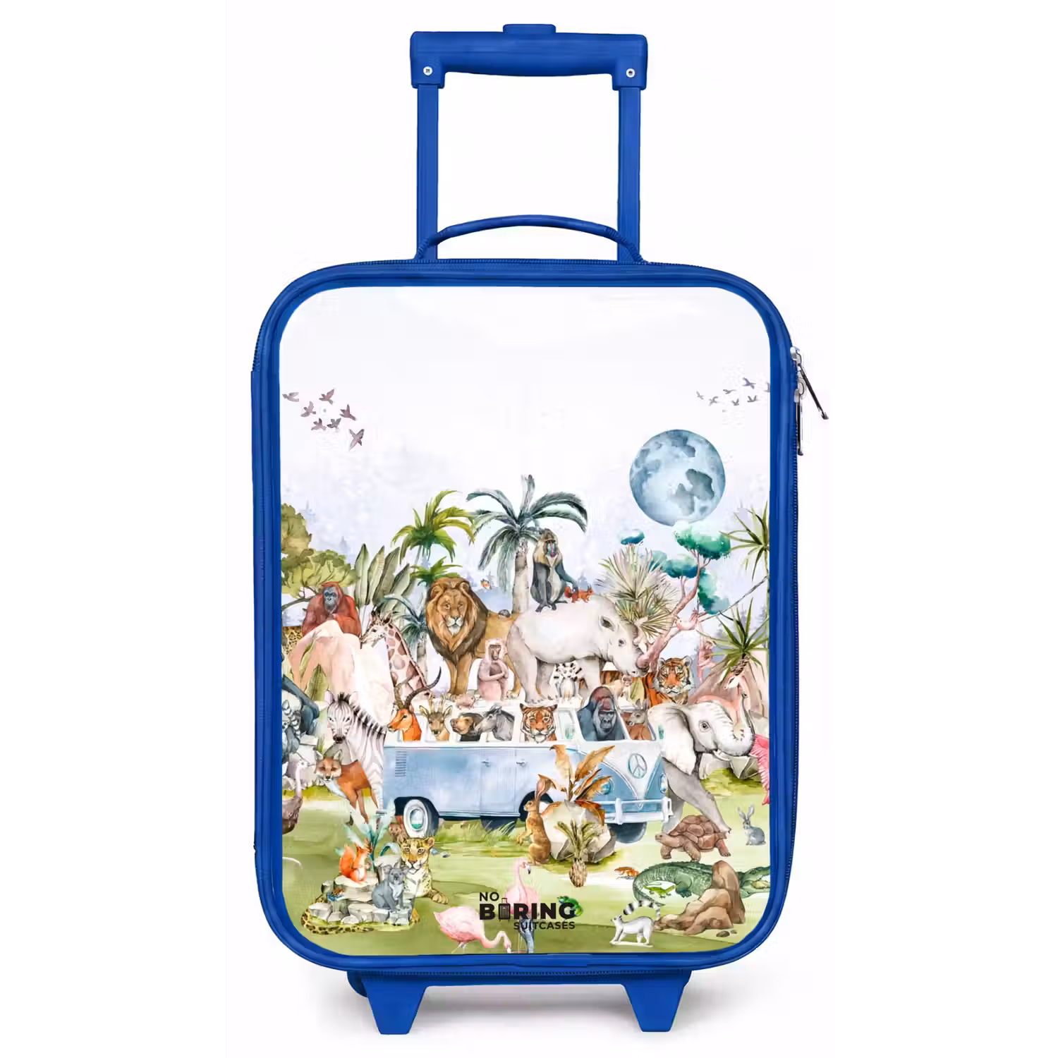 Busje met allemaal dieren Kinderkoffer - Blauw klein -zz3dotto