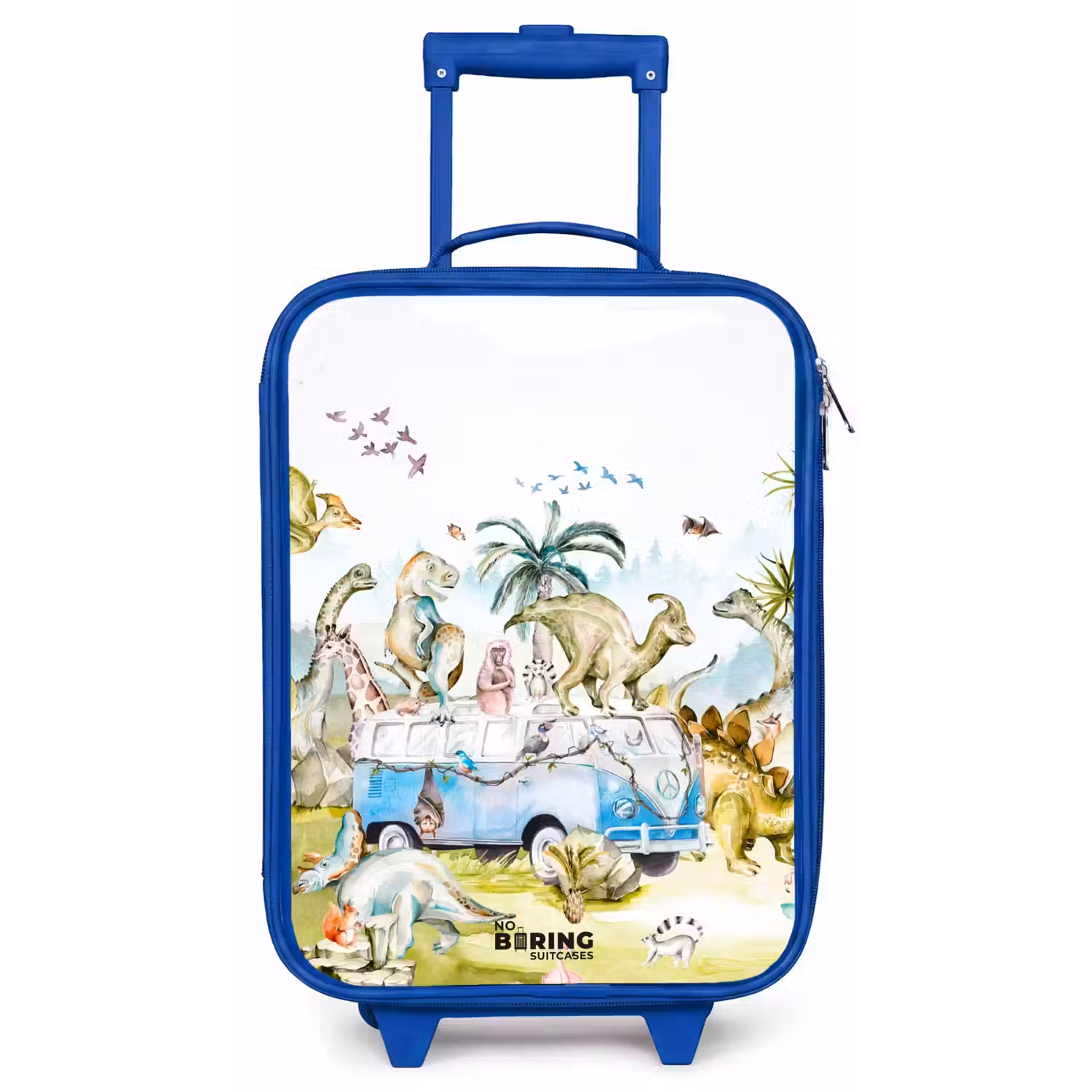 Busje met dino's Kinderkoffer - Blauw klein -zz3dotto