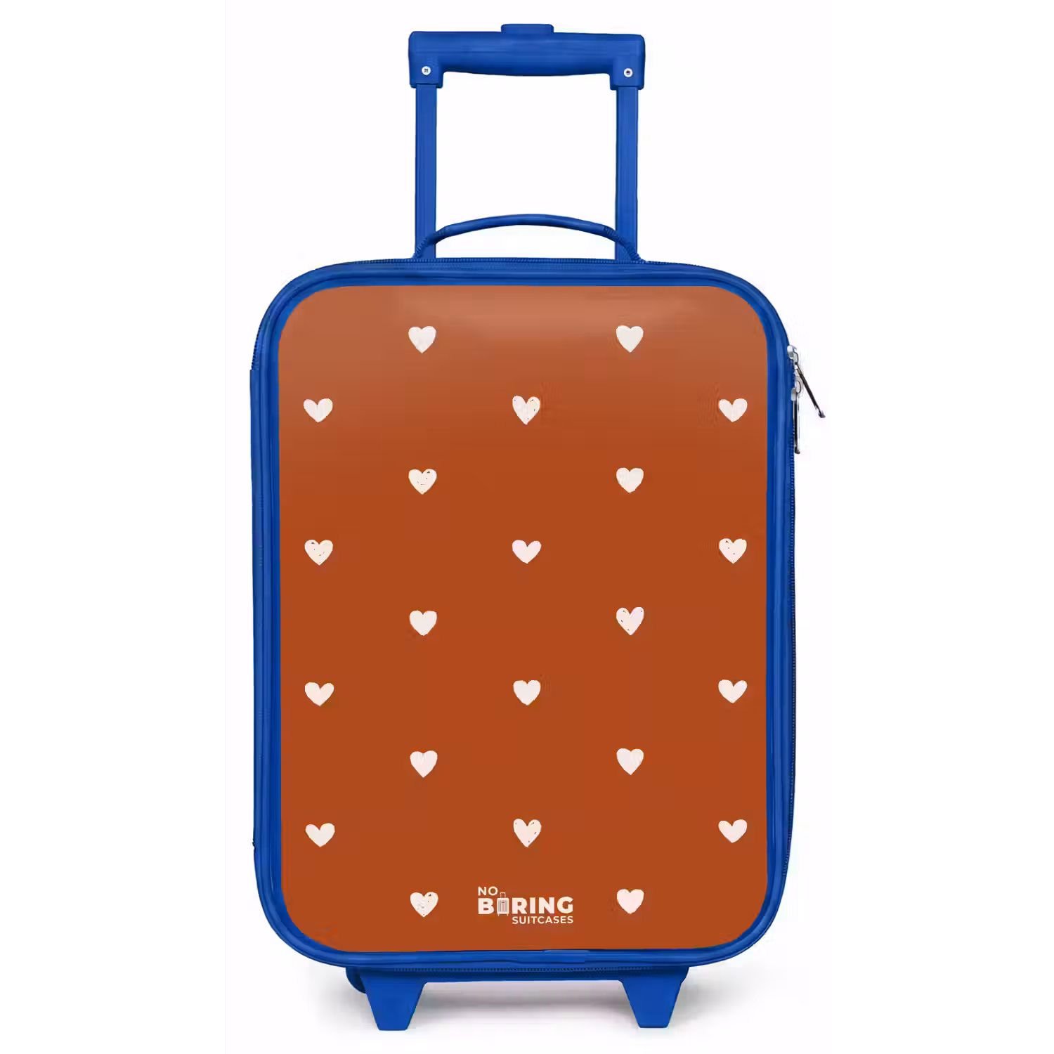 Wit hartjespatroon op oranje bruine achtergrond Kinderkoffer - Blauw klein -zz3dotto