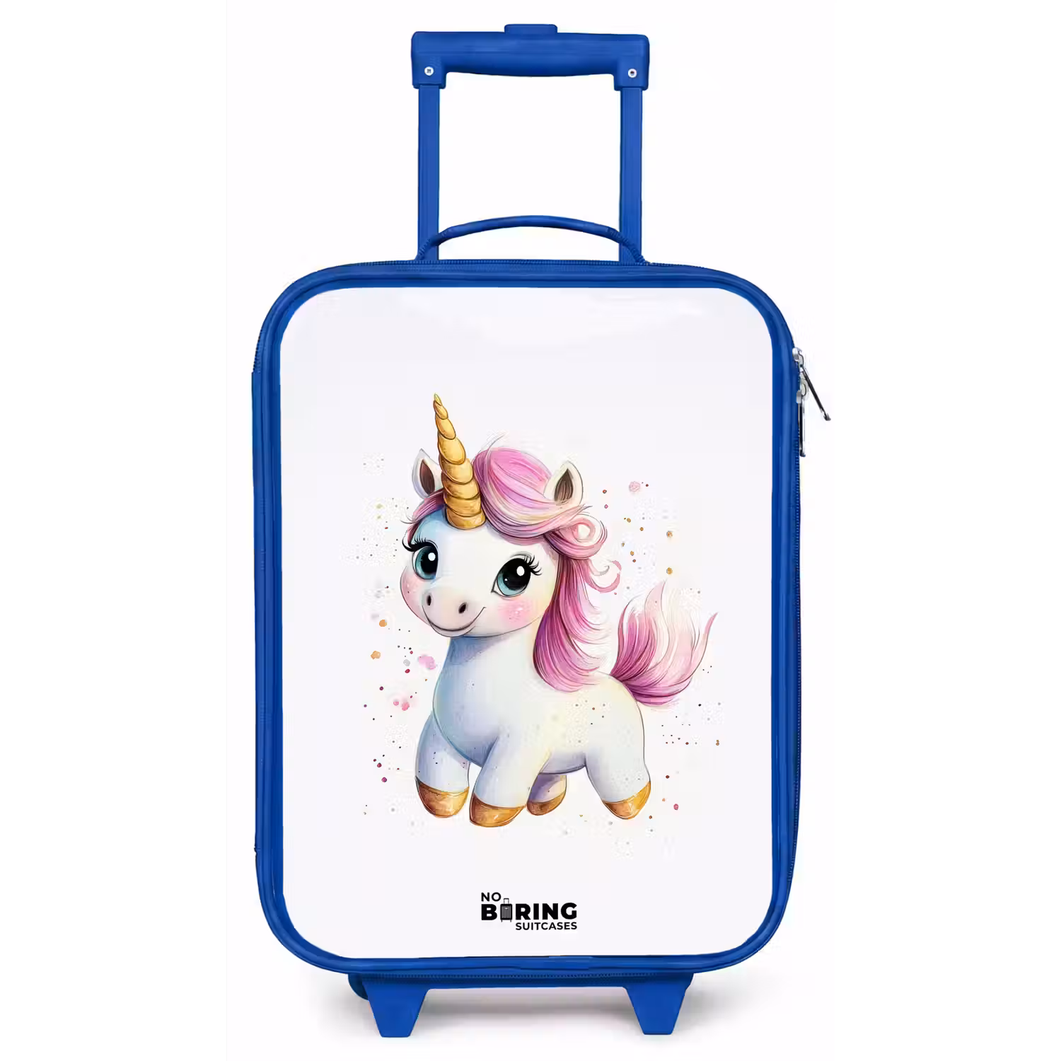 Witte eenhoorn met roze manen Kinderkoffer - Blauw klein -zz3dotto
