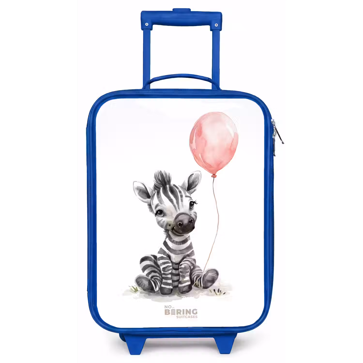 Zebra met roze ballon Kinderkoffer - Blauw klein -zz3dotto