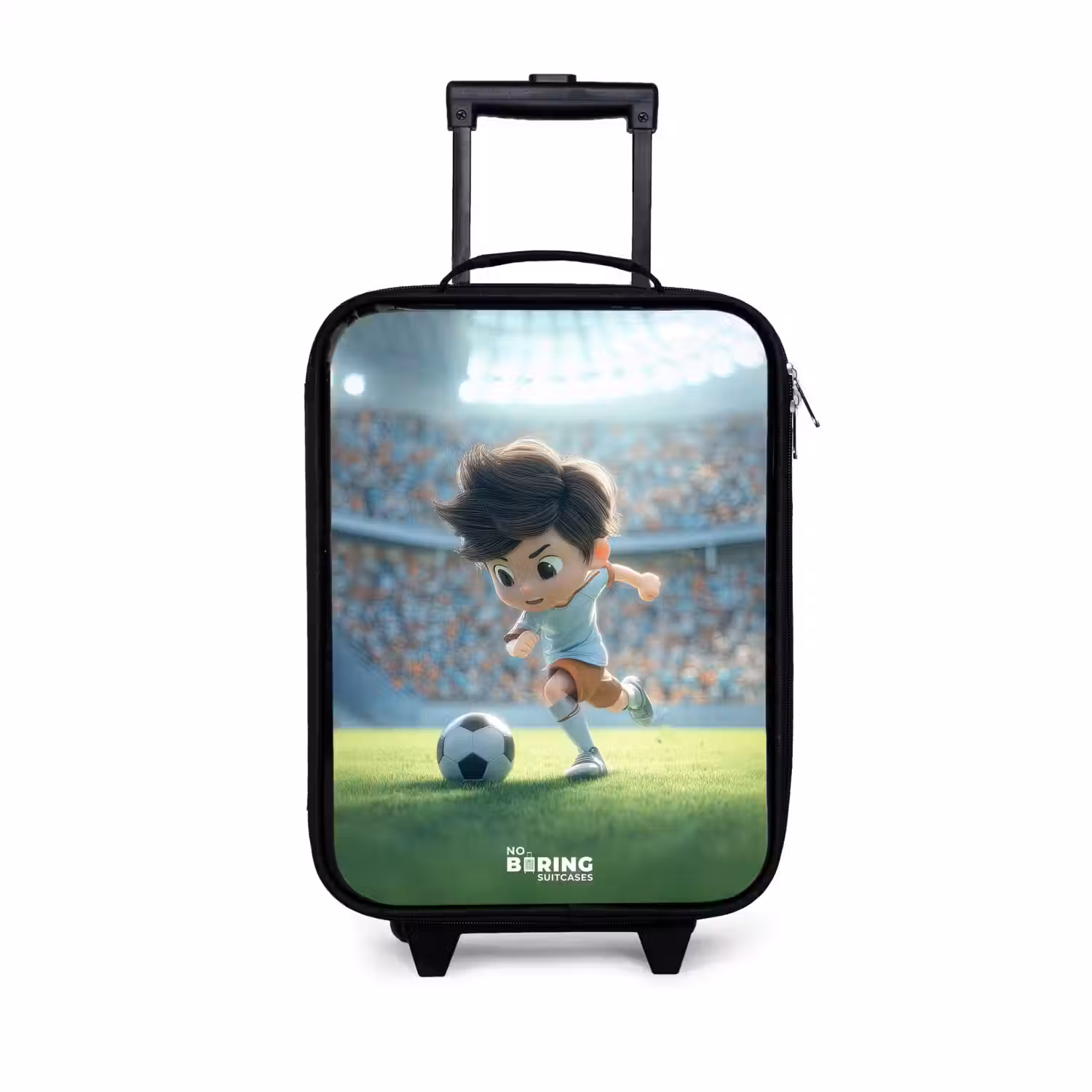 Jongen - Voetbal - Stadion - Zonlicht Kinderkoffer - Zwart klein -3d