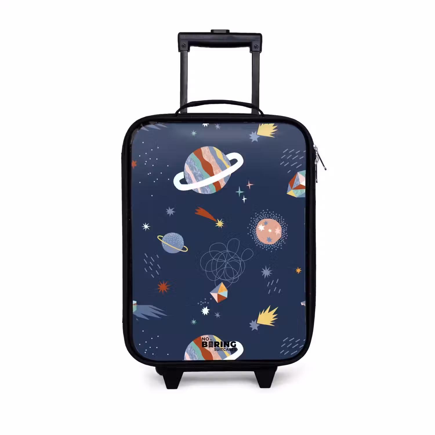 kleurrijke planeten op een donkere achtergrond Kinderkoffer - Zwart klein -3d