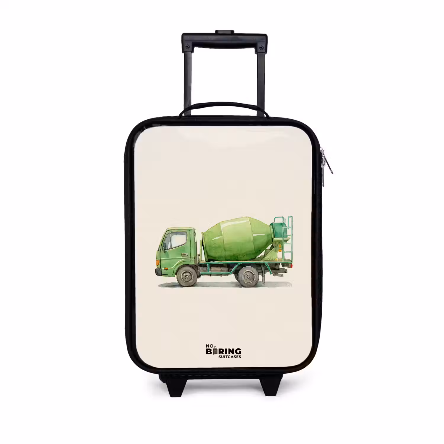 Betonmixer - Getekend - Groen Kinderkoffer - Zwart klein -3d