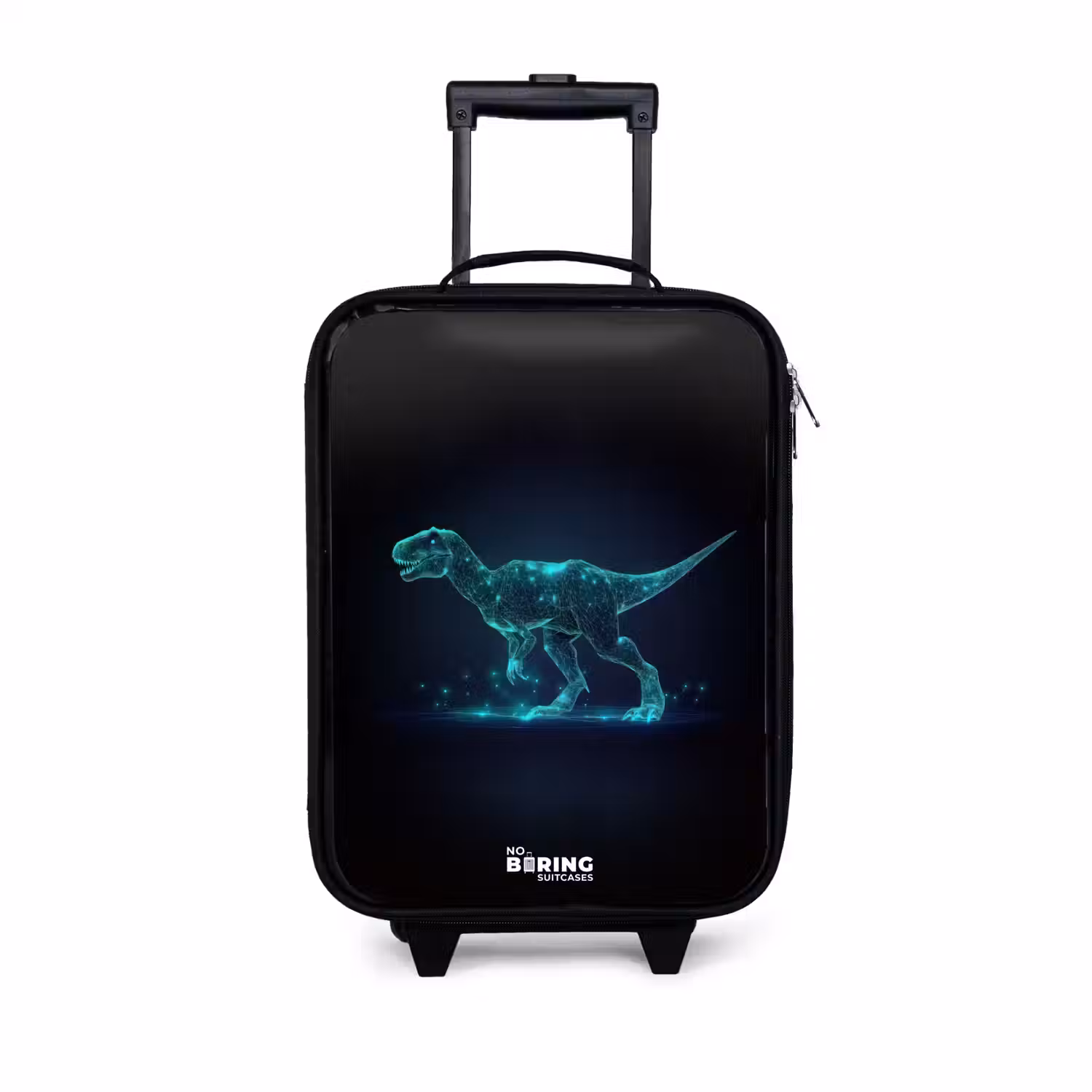 Digitale T-Rex in blauw lichtveld Kinderkoffer - Zwart klein -3d