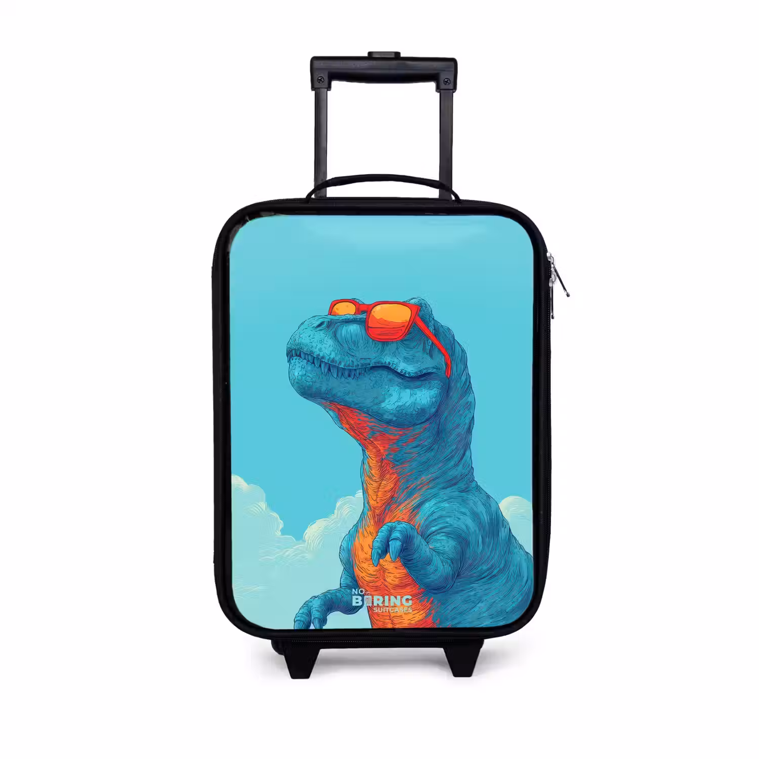 Dino met zonnebril Kinderkoffer - Zwart klein -3d