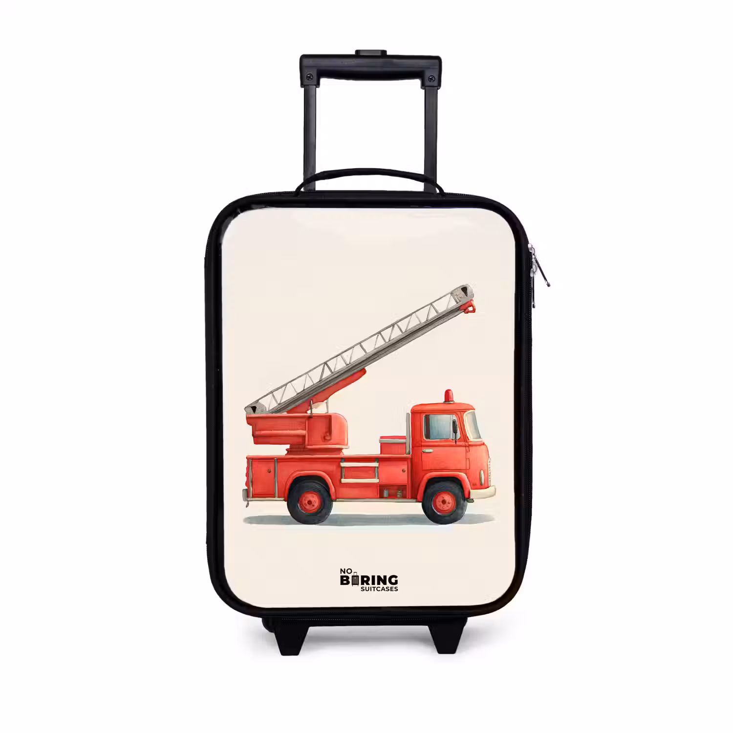 Brandweerwagen - Getekend - Rood Kinderkoffer - Zwart klein -3d