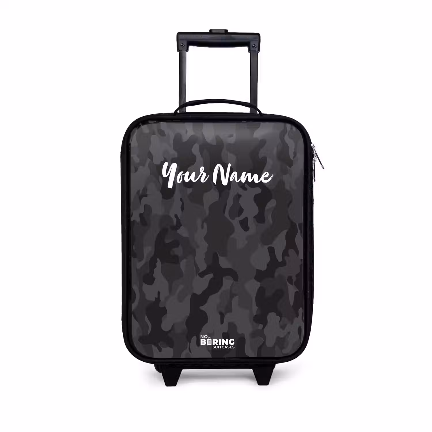 Groene camouflage print Kinderkoffer - Zwart klein -3d