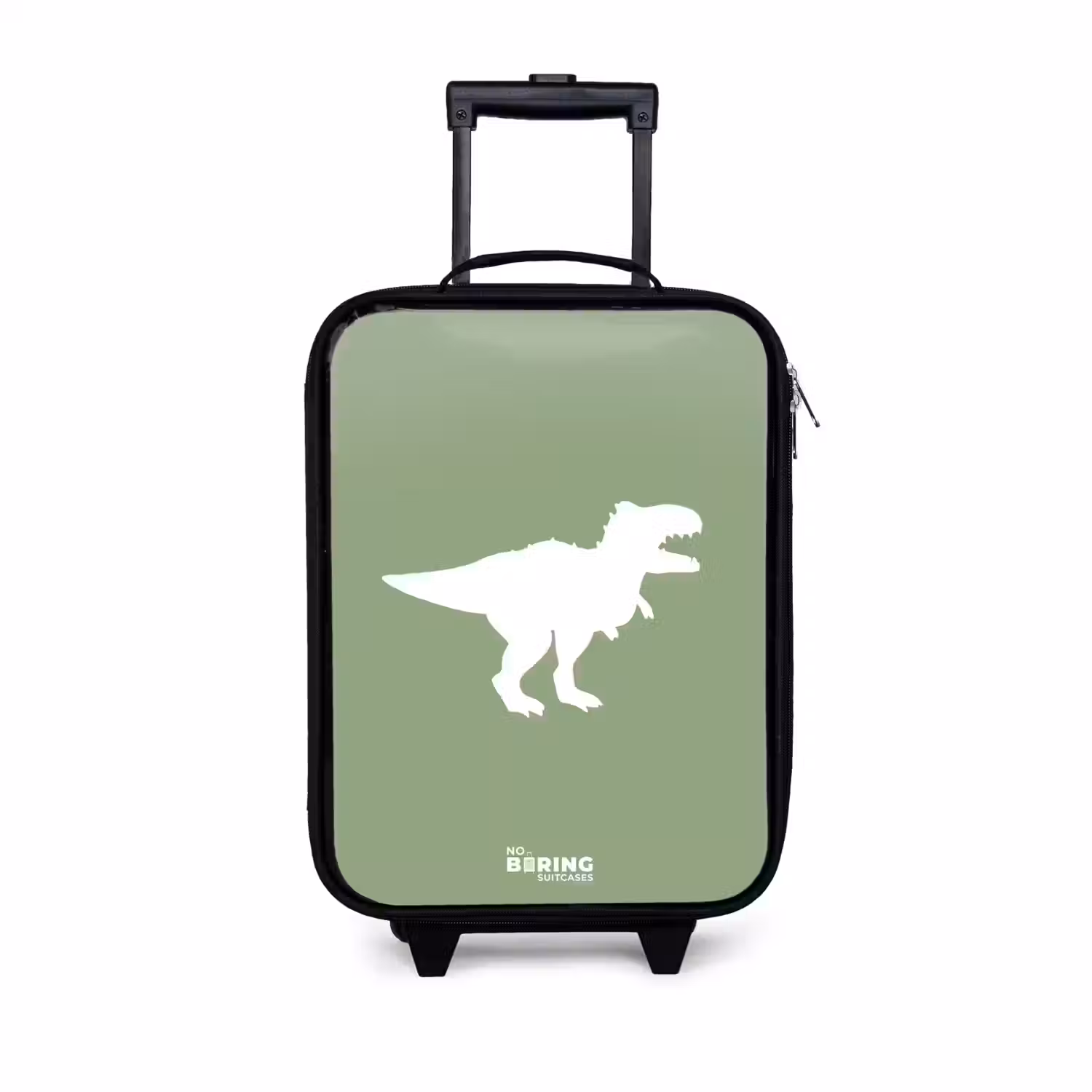 Groen met T-rex dino Kinderkoffer - Zwart klein -3d